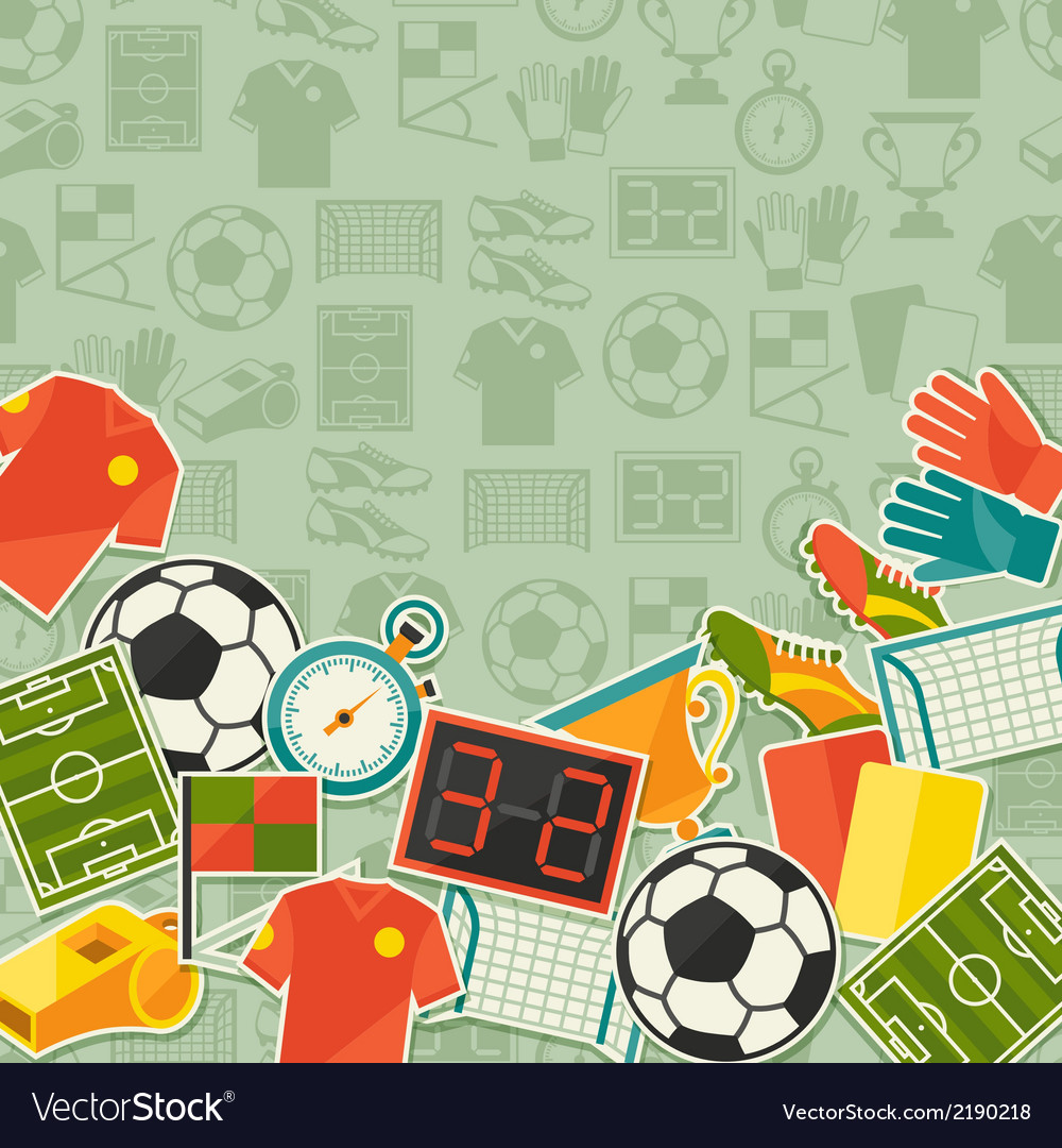Sports Background With Soccer Football Sticker Vector Image