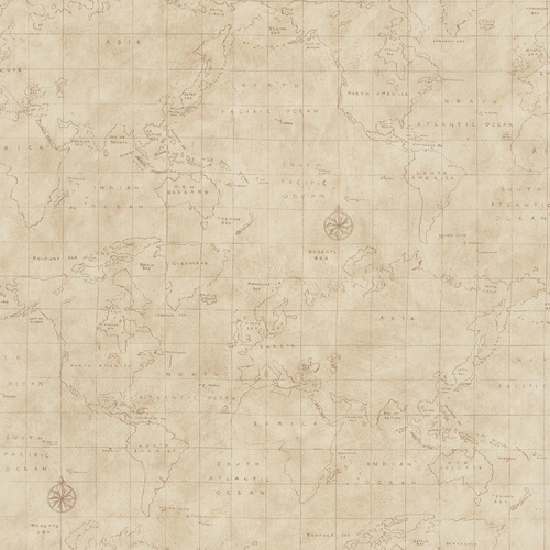 Allen Roth Neutral Map Toile Wallpaper For The Home