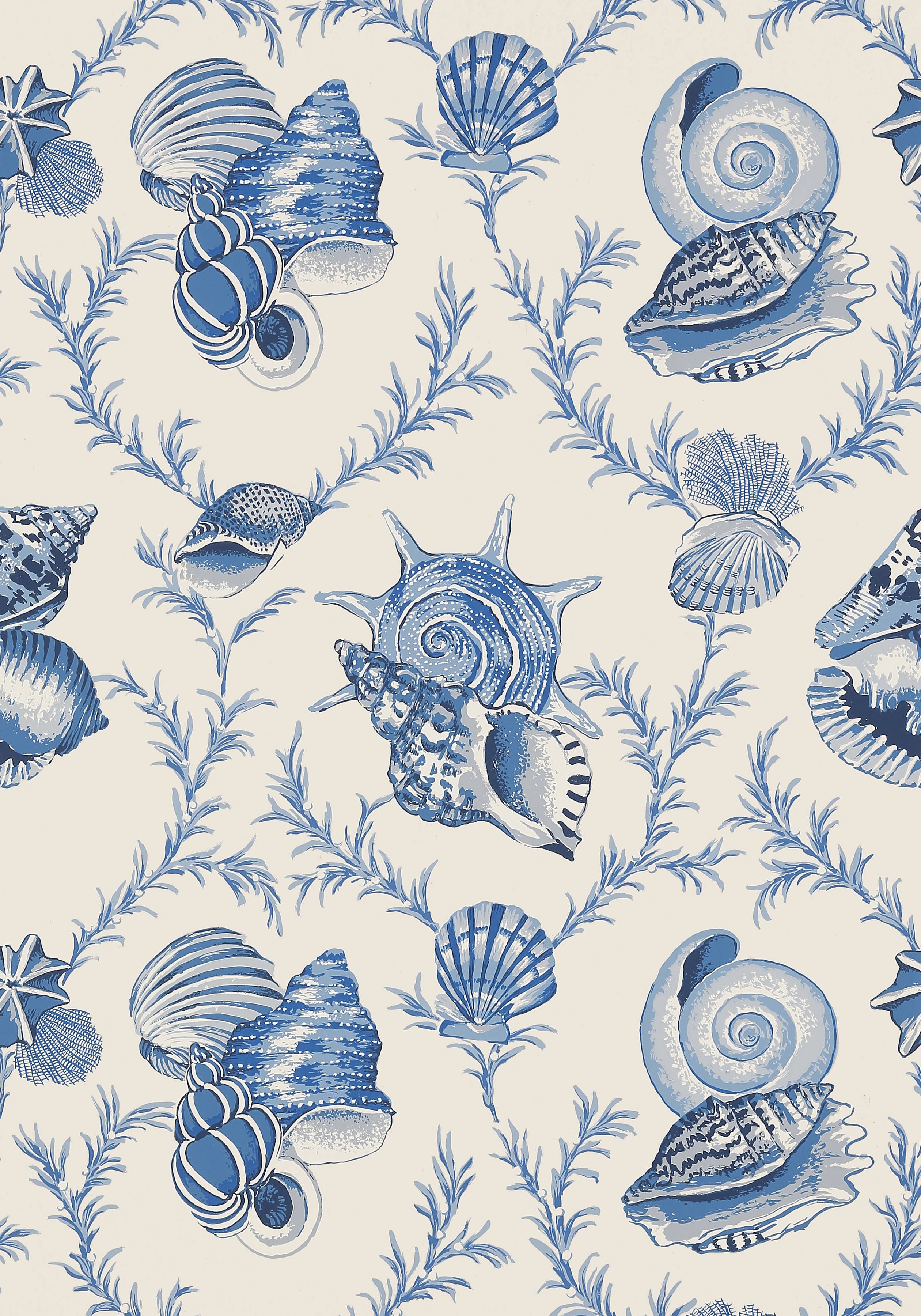 Sumba Shell Blue On Natural T5744 Collection Biscayne From Thibaut Wallpaper