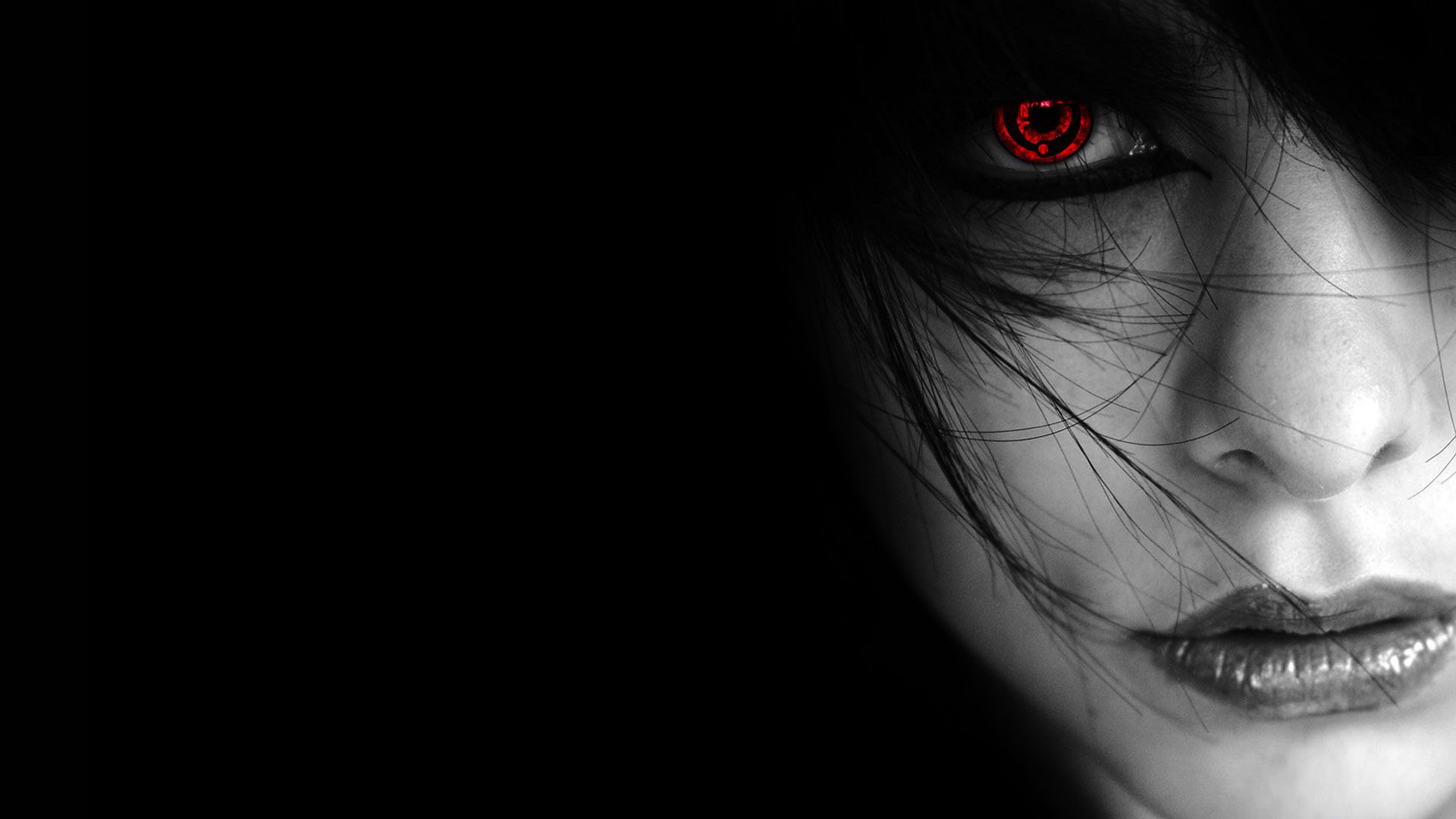 HD Pics Photos Cute Girl With Red Eye Neon Quality Desktop