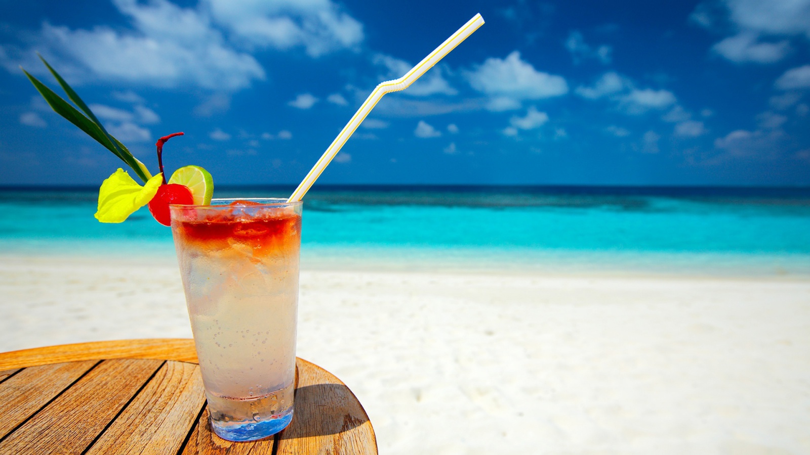 A Drink At The Beach Wallpaper Desktop Background In