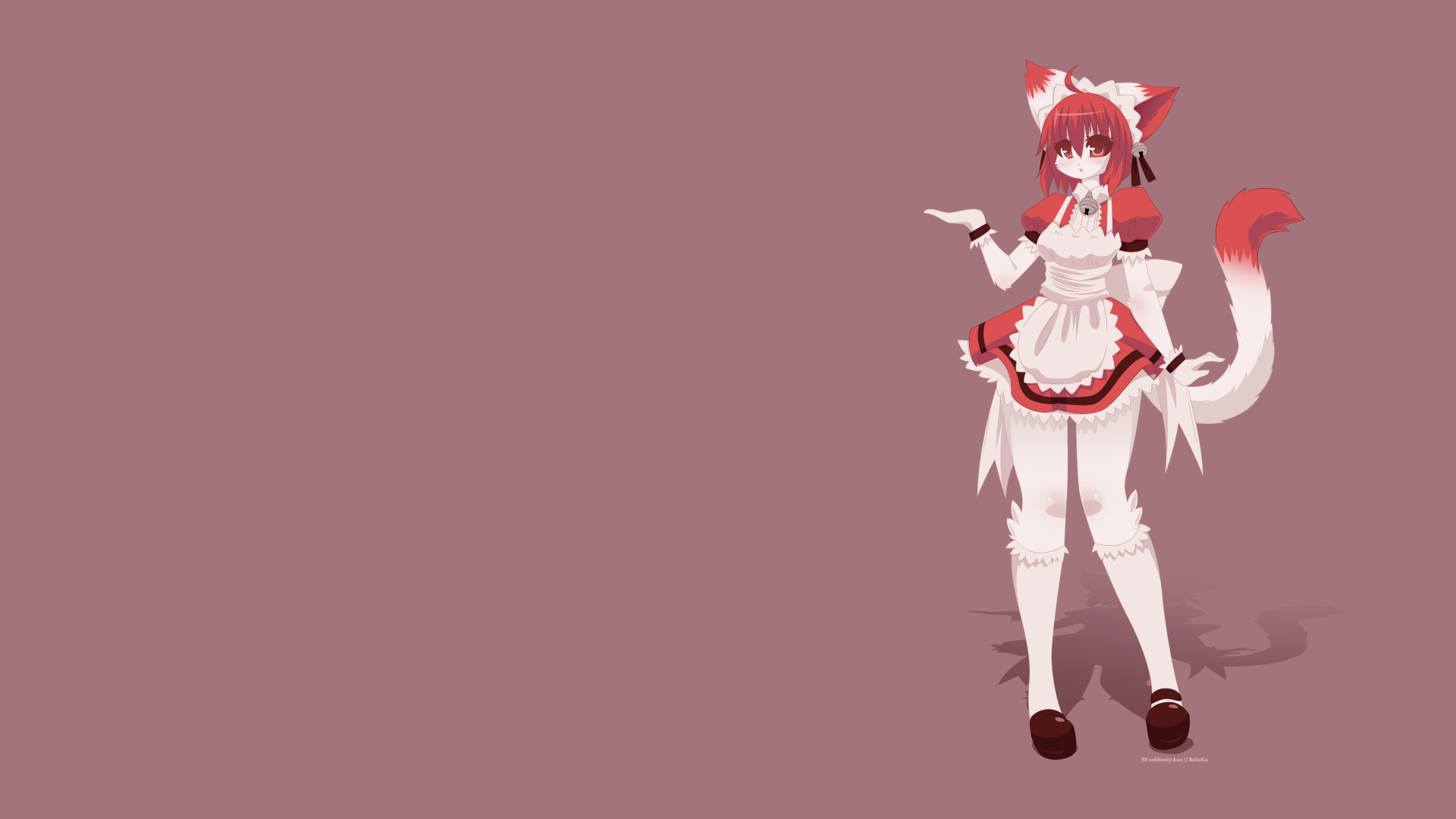 Wallpaper Furry Anthro Redhead Maid Outfit Cat Girl Bell
