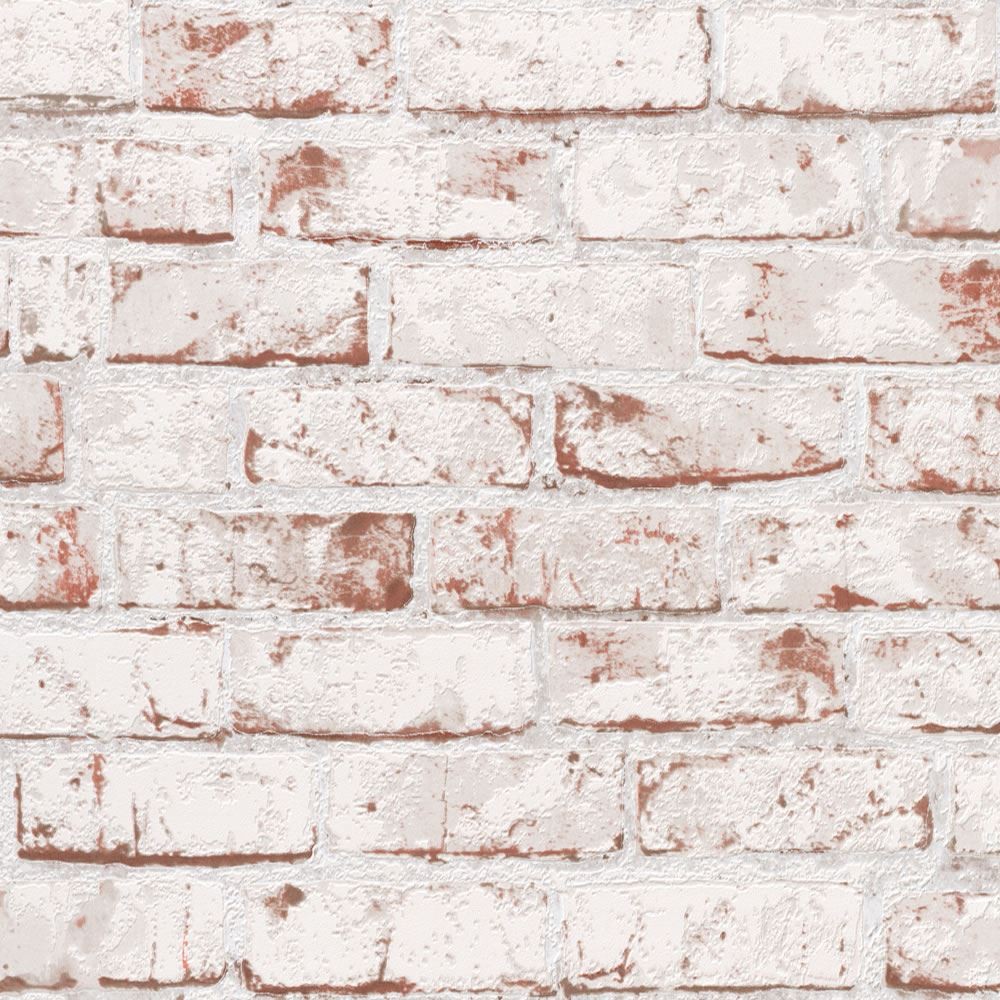 White   9078 13   Brick Effect   Distressed   AS Creation Wallpaper