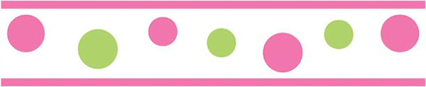 Pink and Green Polka Dot Circles Wallpaper Border for Girls 600x123