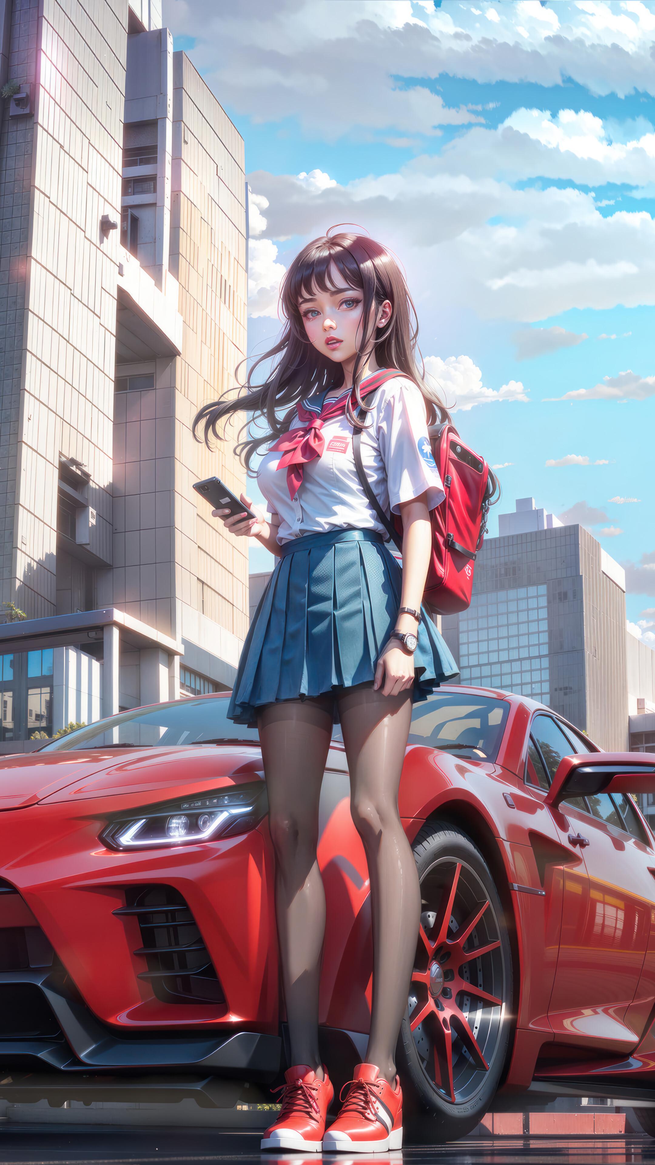 Anime Girl Car 4K Wallpaper iPhone HD Phone 6981l