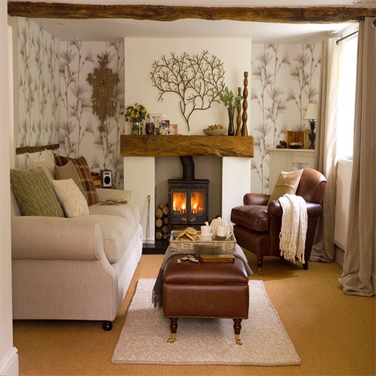 Living Room With Woodland Wallpaper Ideas For Rooms