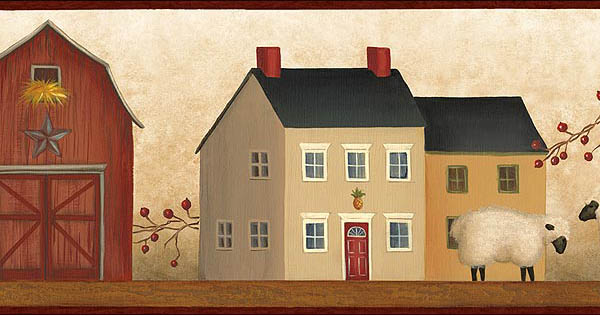Saltbox House And Sheep Wallpaper Border This Charming Features
