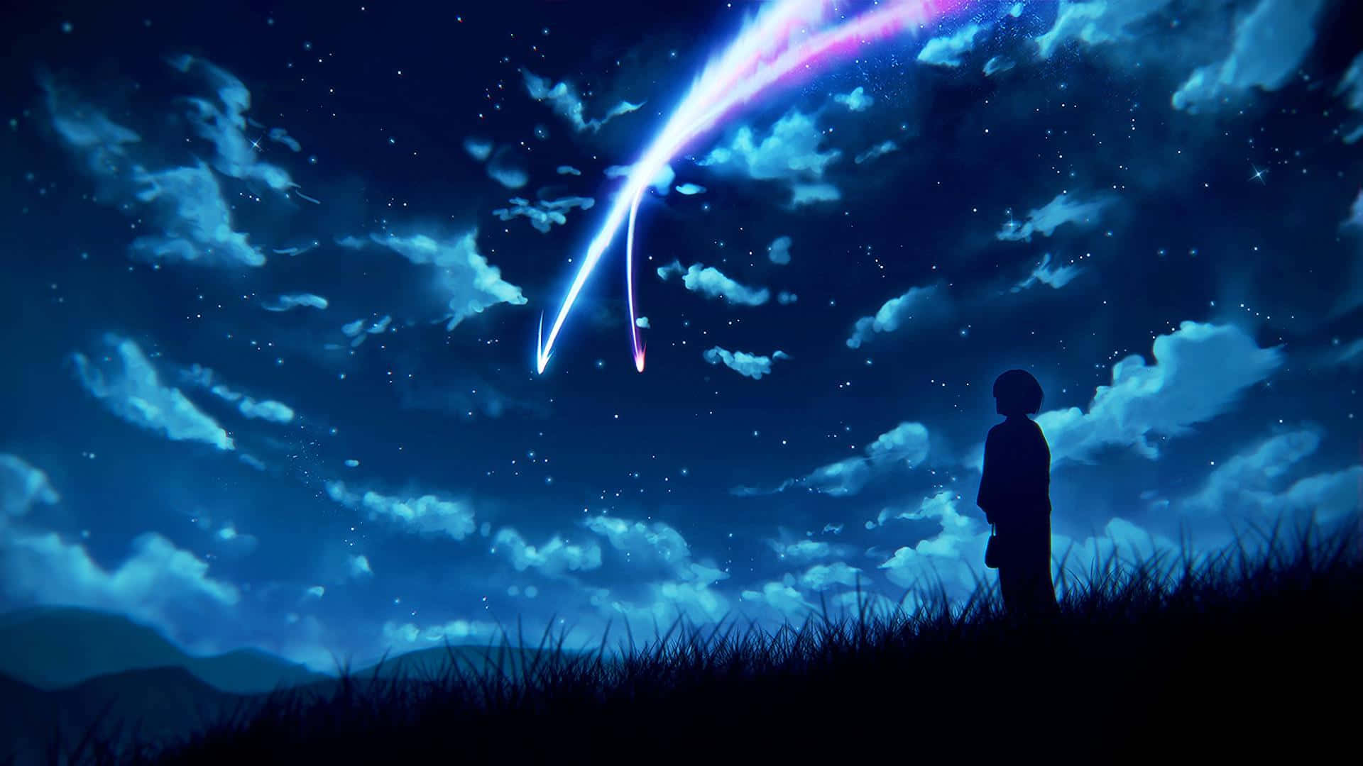Blue Anime Aesthetic Desktop Wallpaper