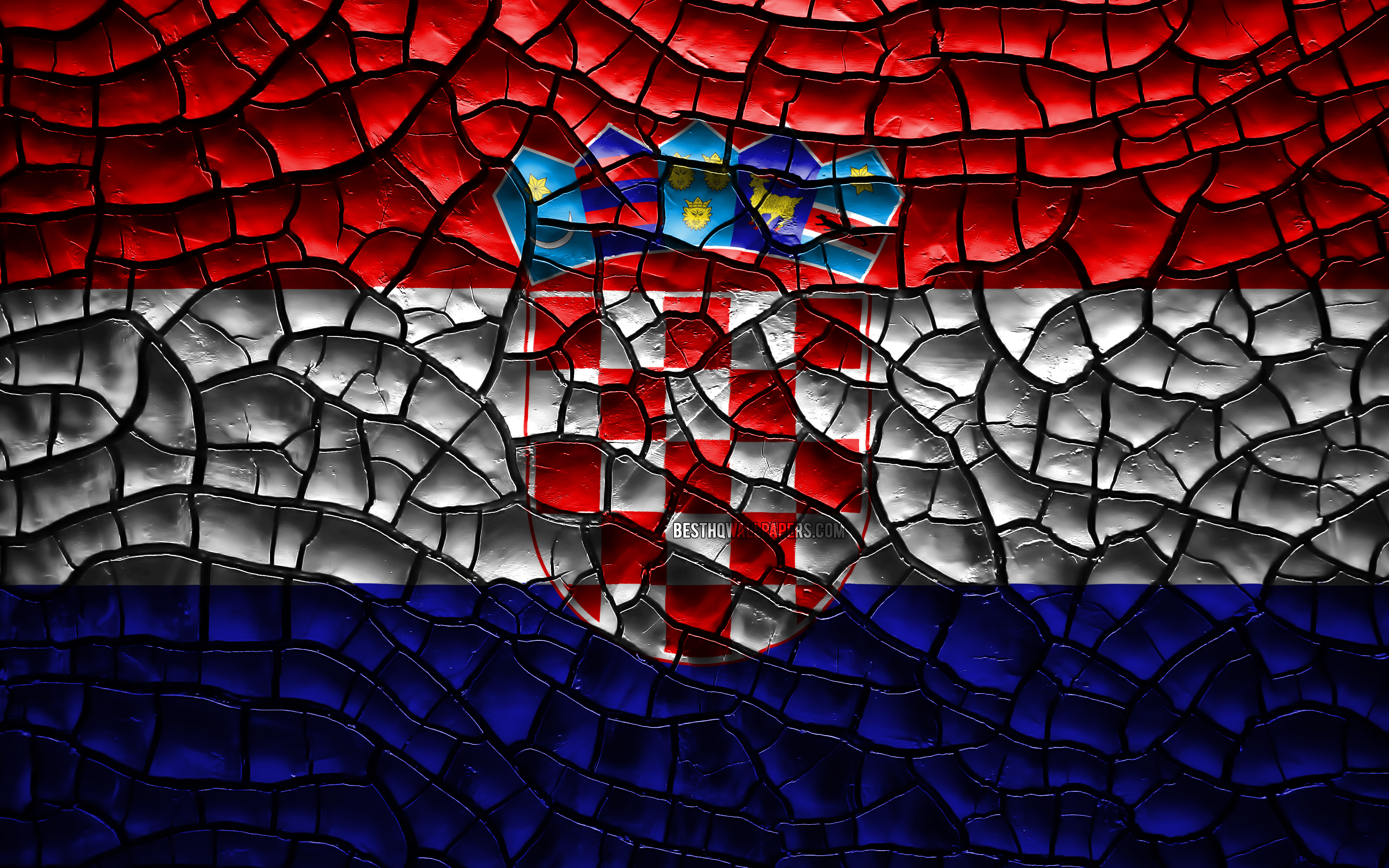 Wallpaper Flag Of Croatia 4k Cracked Soil Europe