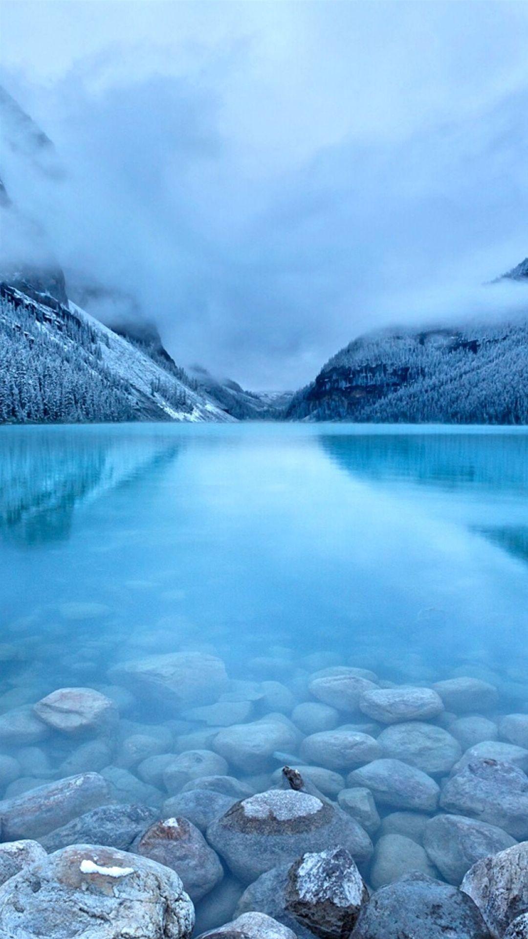 Nature Early Morning Peaceful Lake Mist Mountain Landscape iPhone