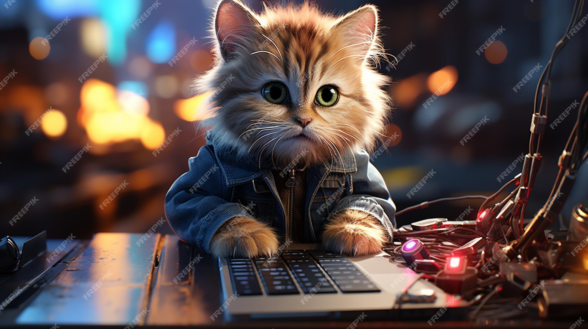 Premium Photo Gamer Cat HD 8k Wallpaper Stock Photographic Image