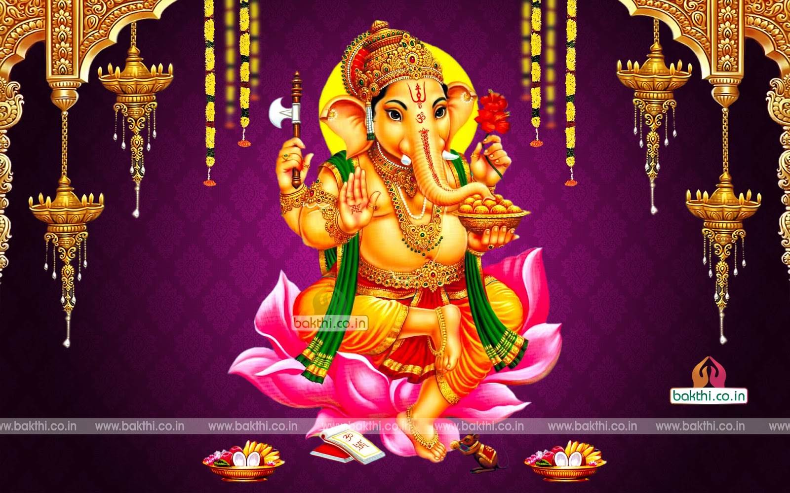 Download Lord Ganesha In Red Background Wallpaper | Wallpapers.com