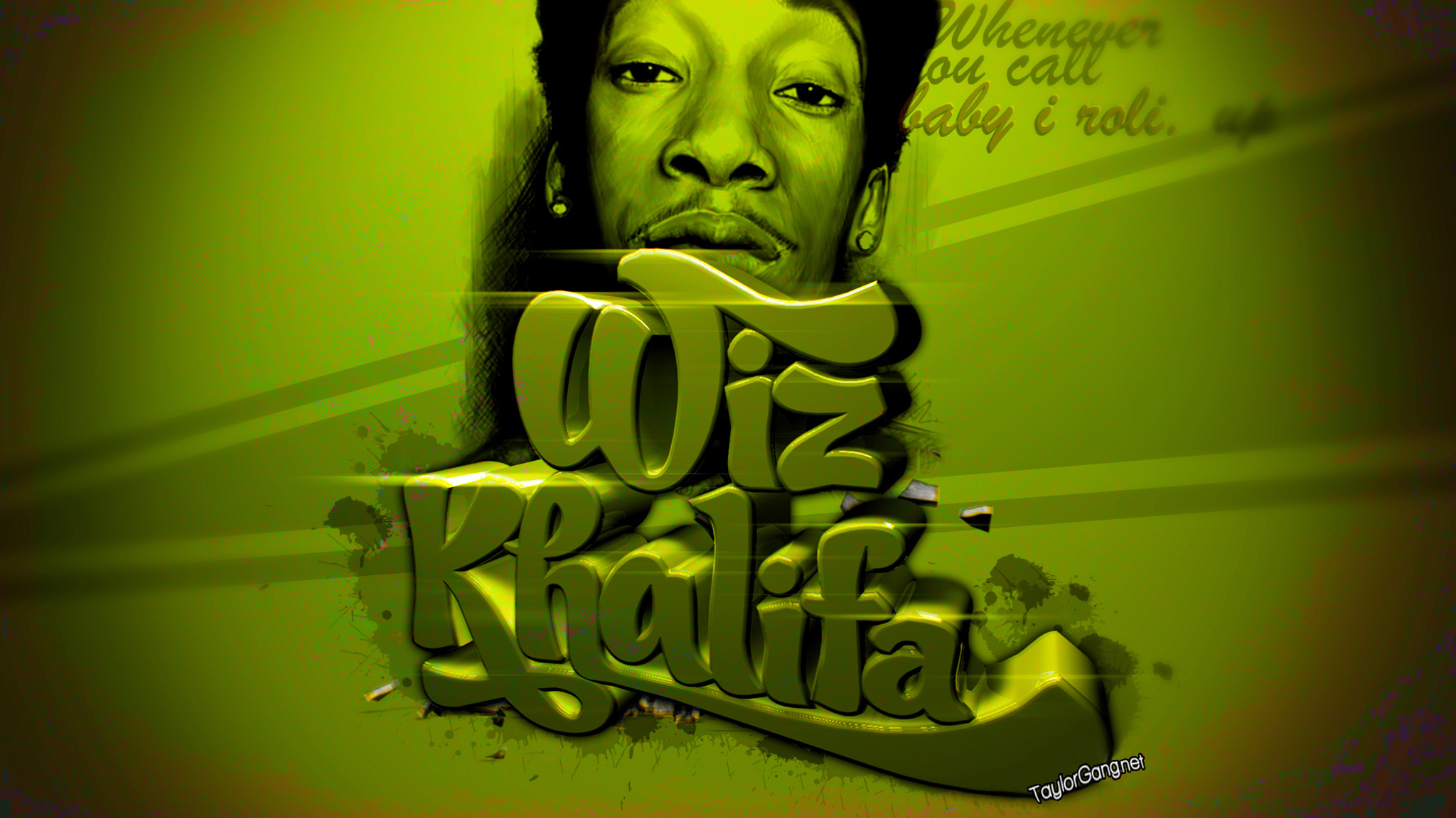 Wiz Khalifa Green Rap Wallpaper