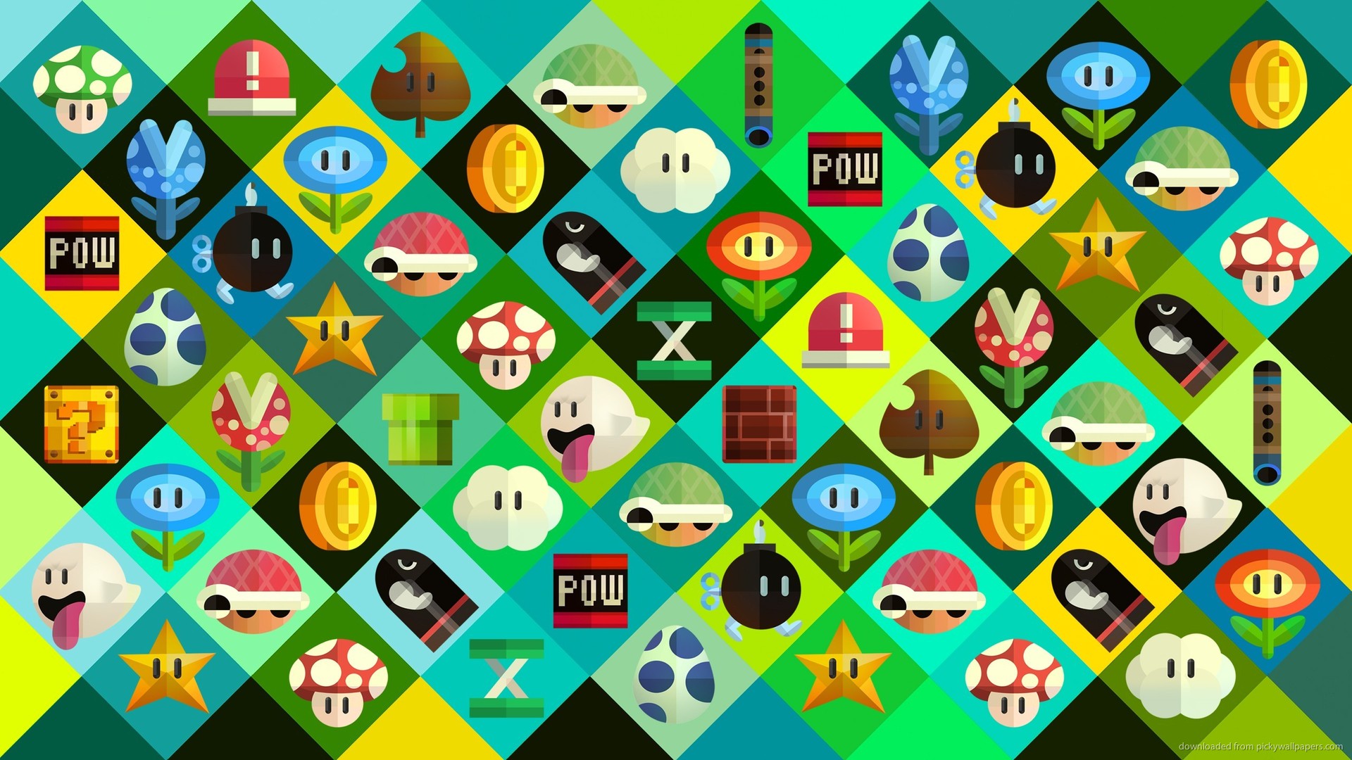 Super Mario Colorful Patter Wallpaper