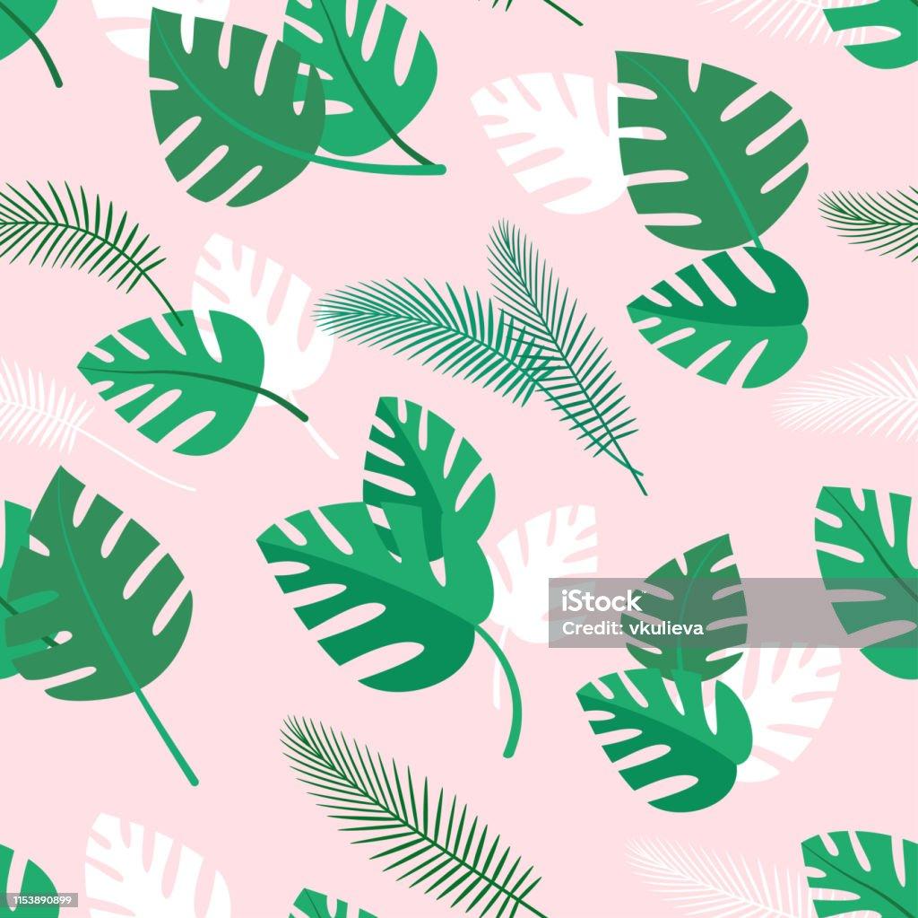 Seamless Pattern With Palm Leaves Summer Background Tropical