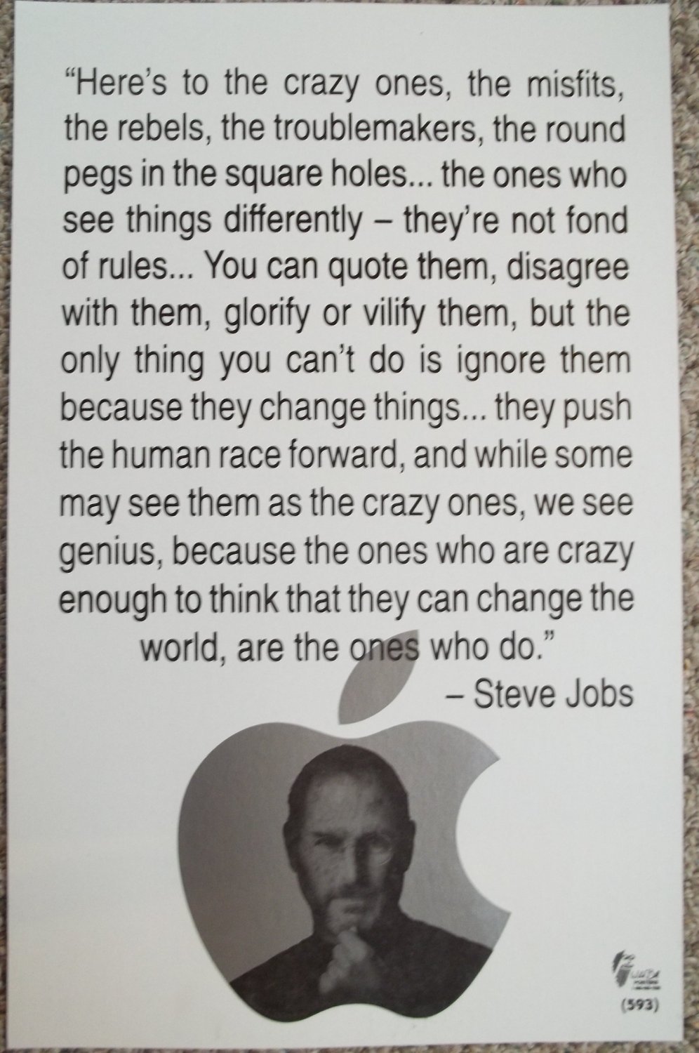 Steve Jobs Famous Quote Memorative Posters Wall Art Retro