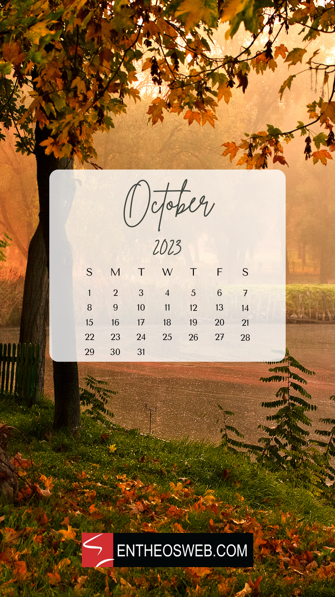 October Calendar Phone Wallpaper Entheosweb