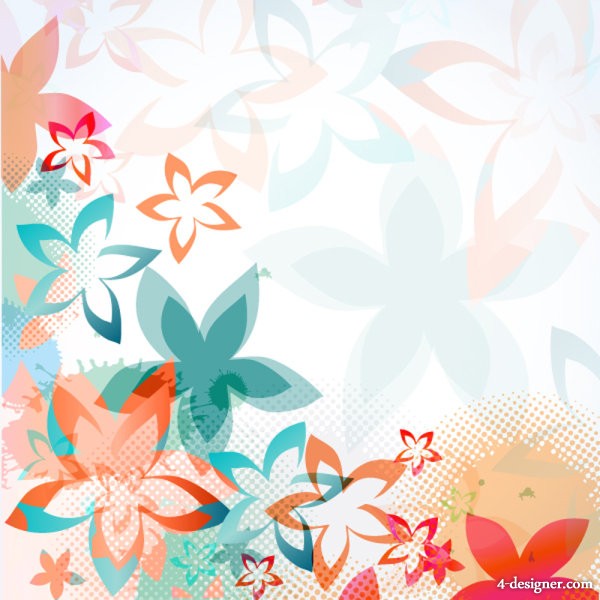 Designer Colorful Flower Background Pattern Vector Material