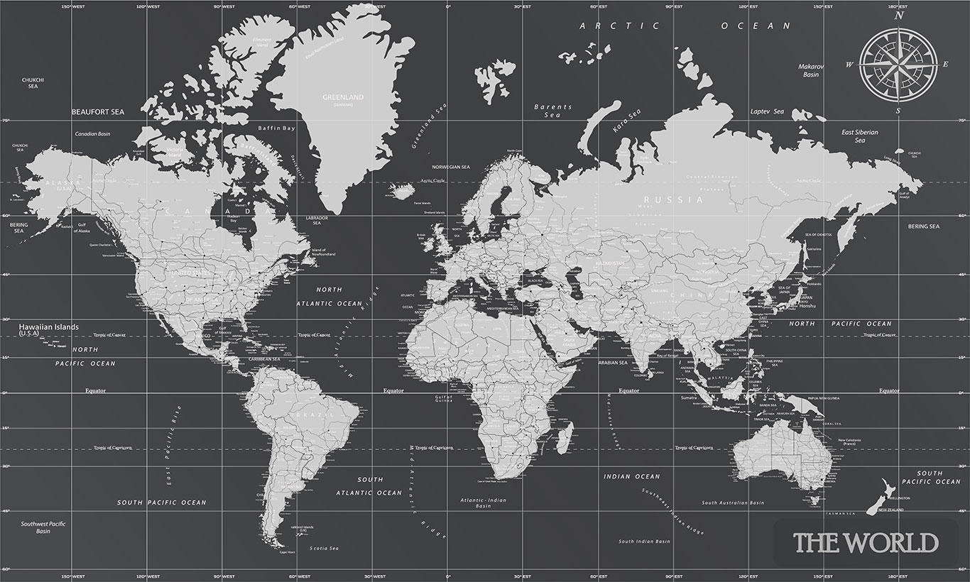 Minimalist World Map Wallpaper Mural Marmalade Art 1366x820