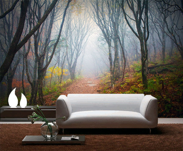 Into Mist Forest Nature Fog 3D Full Wall Mural Photo Wallpaper Home