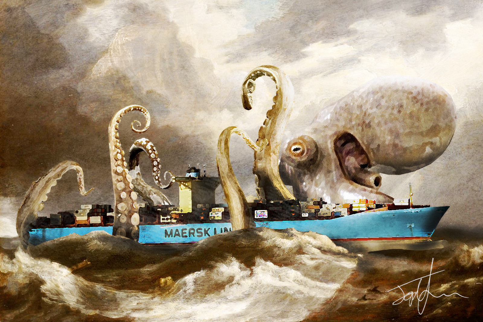 Giant Squid Wallpaper 1600x1067 Giant Squid Ships Squid Artwork