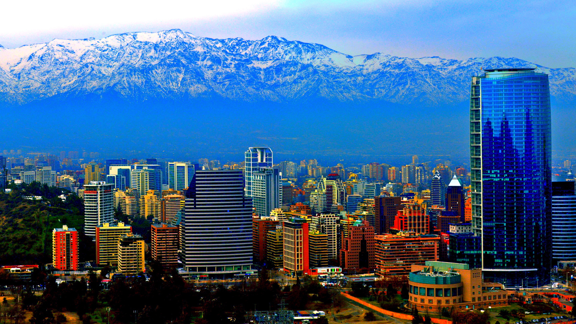 Panorama Of The City Santiago Chile Desktop Wallpaper