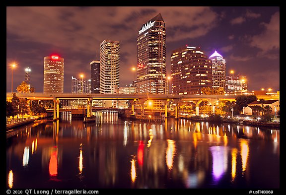 Picture Photo Night Skyline Tampa Florida Usa
