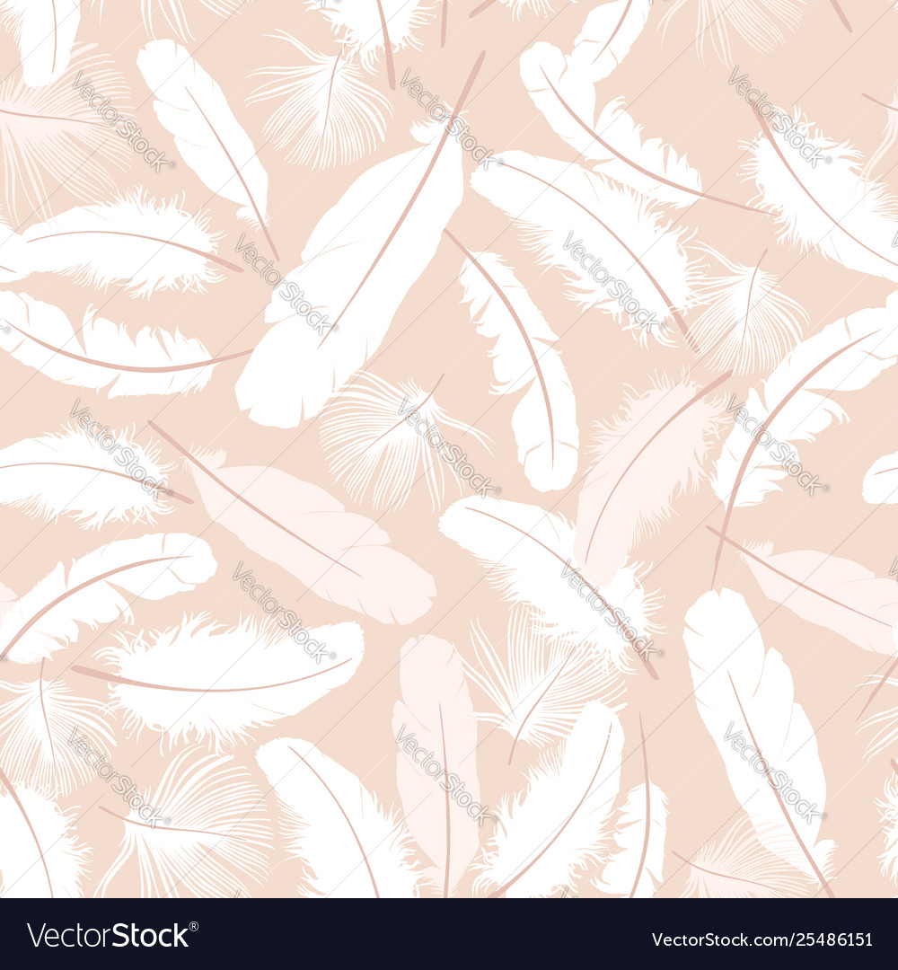 Feather Pattern Birds Feathers On Biege Background