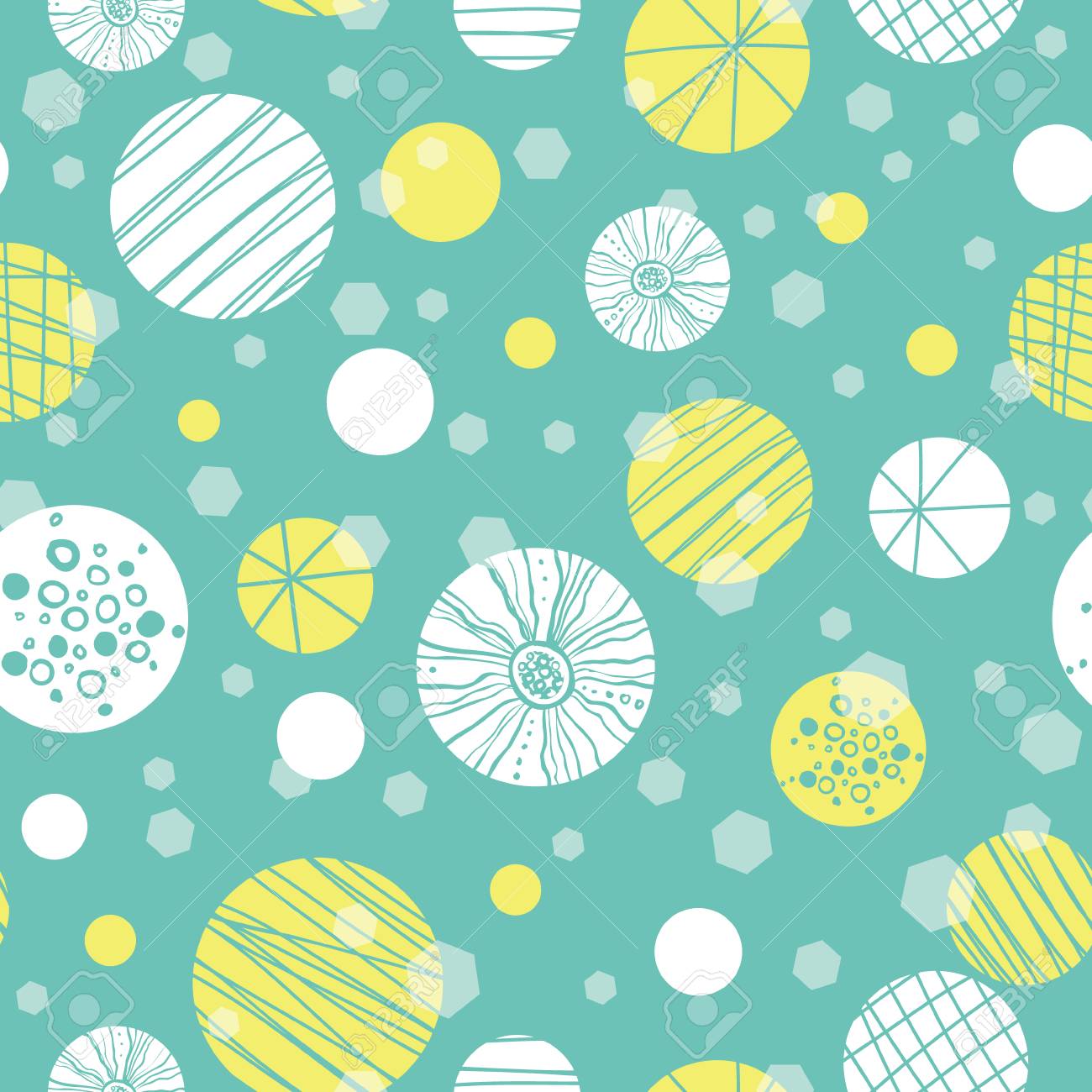 Vector Mint Green Abstract Bubbles Seamless Repeat Pattern