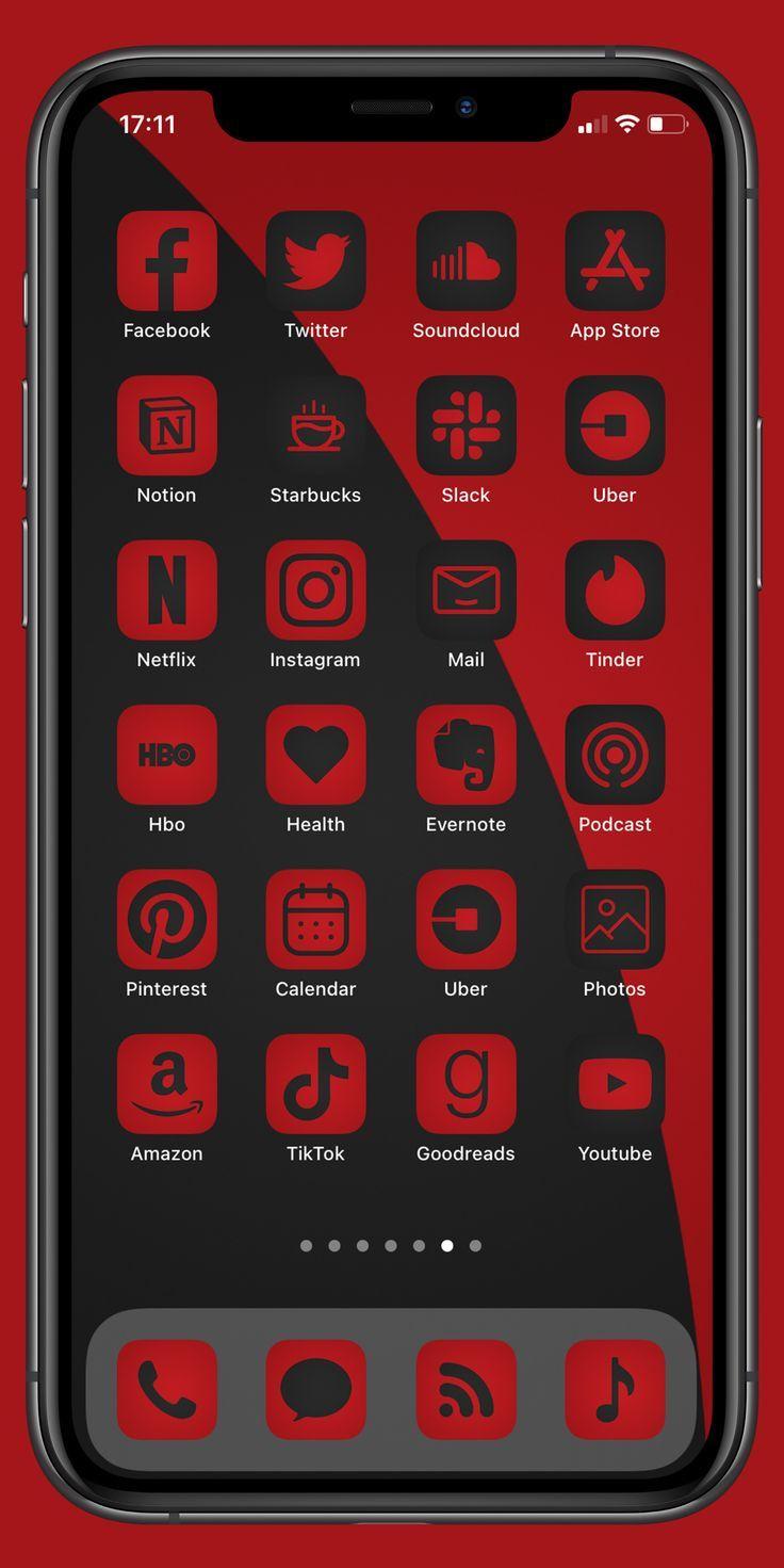 Red And Black App Icons iPhone Theme Pack Aesthetic
