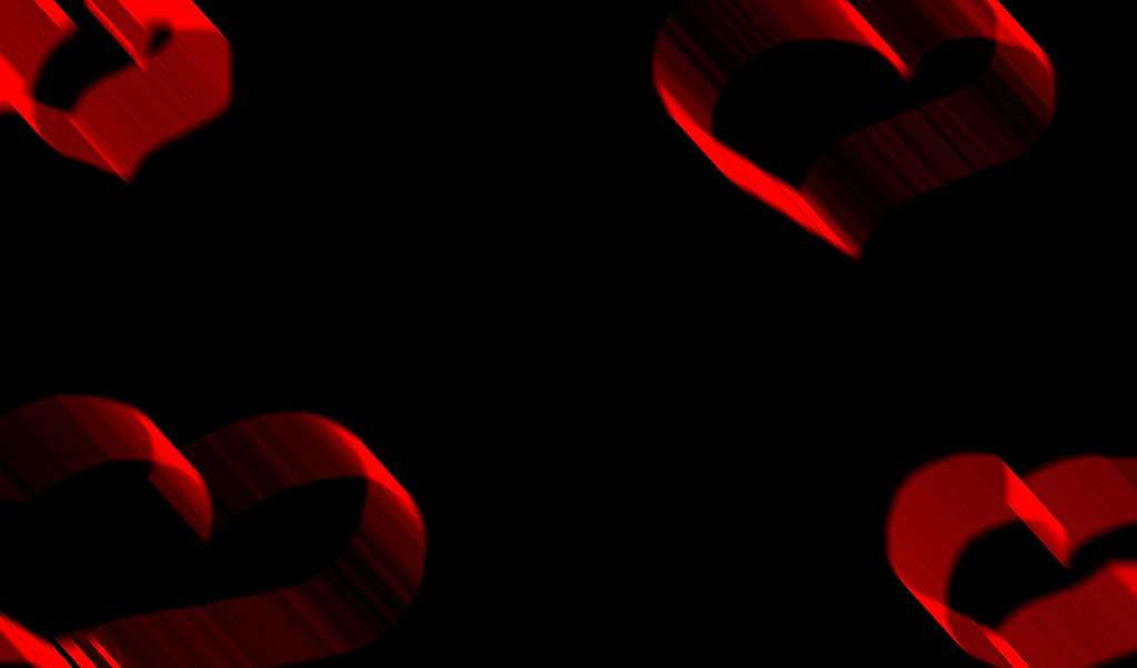 Ribbon Hearts Red On Black Background W Grey Text