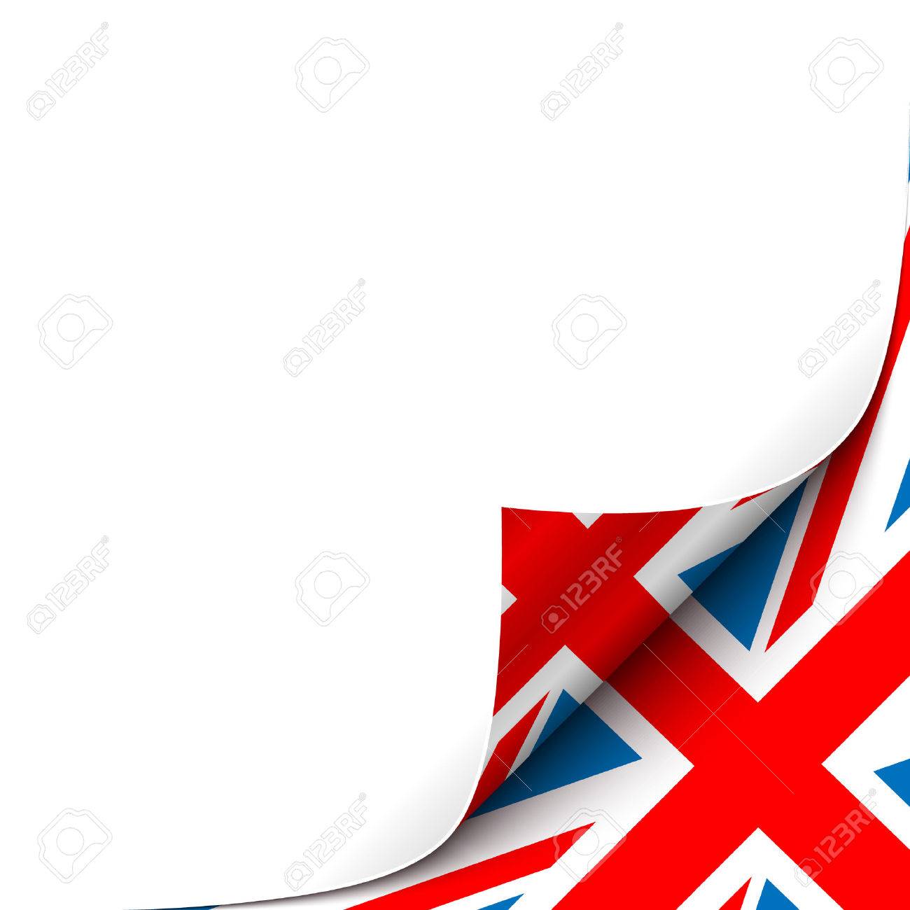 Curled Paper Corner With Great Britain Flag Background Vector