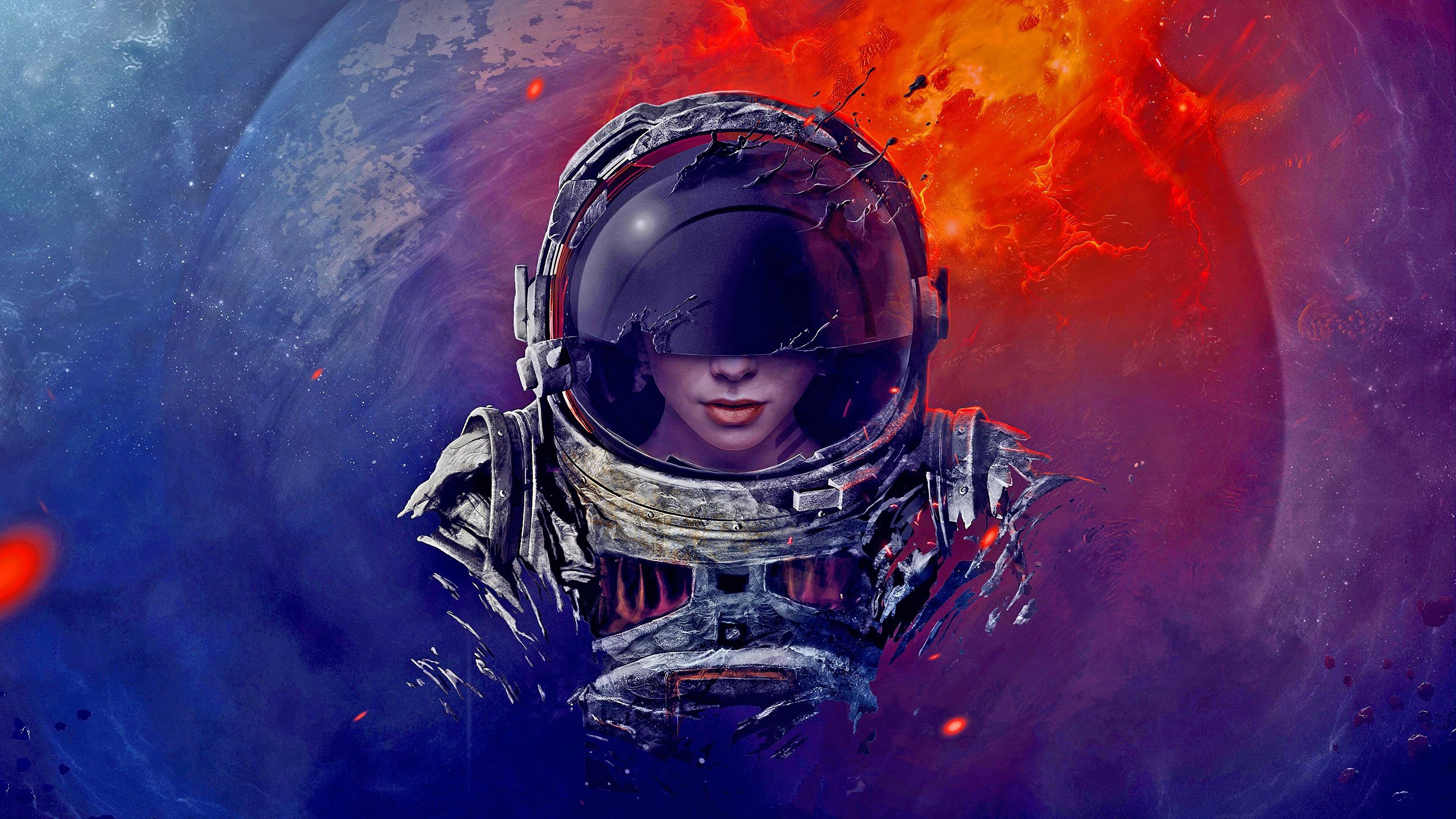Astronaut Girl Digital Art Sci Fi 4k Wallpaper