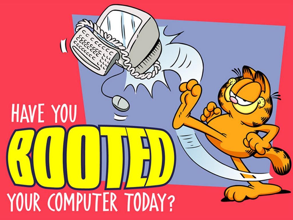 Garfield Boot Your Puter Slogan Wallpaper