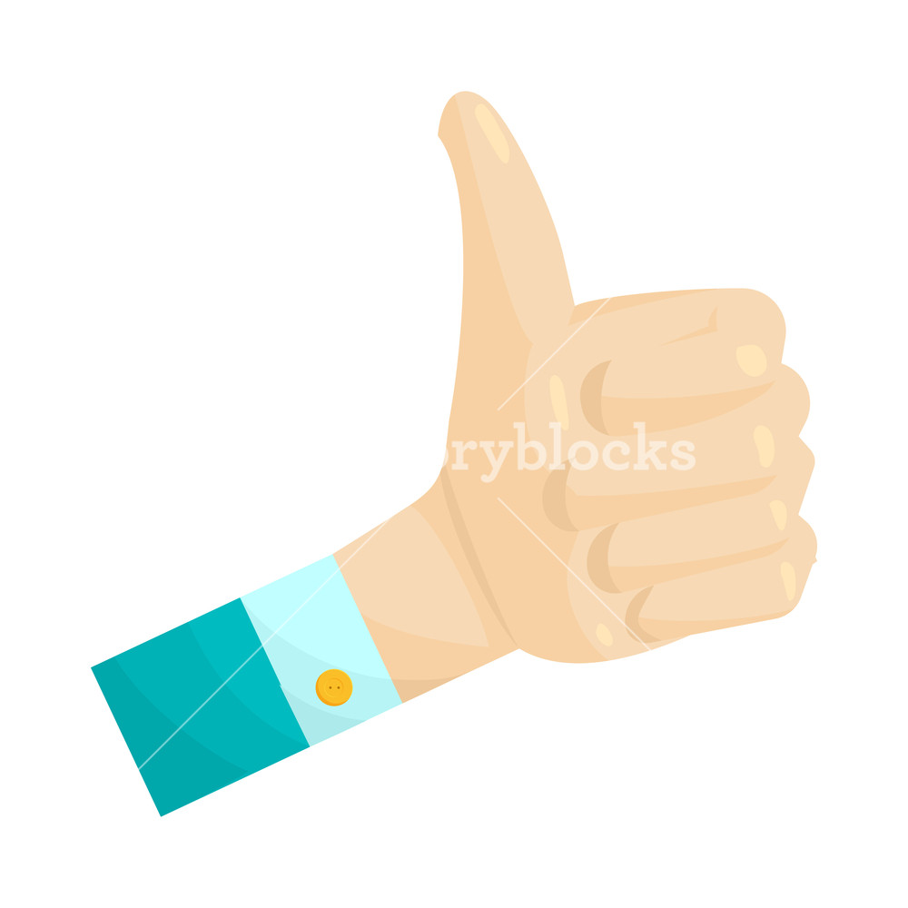 Thumb Up Gesture Icon In Cartoon Style On A White Background