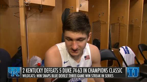 Duke Blue Devils guard Grayson Allen finished with six points in a 74