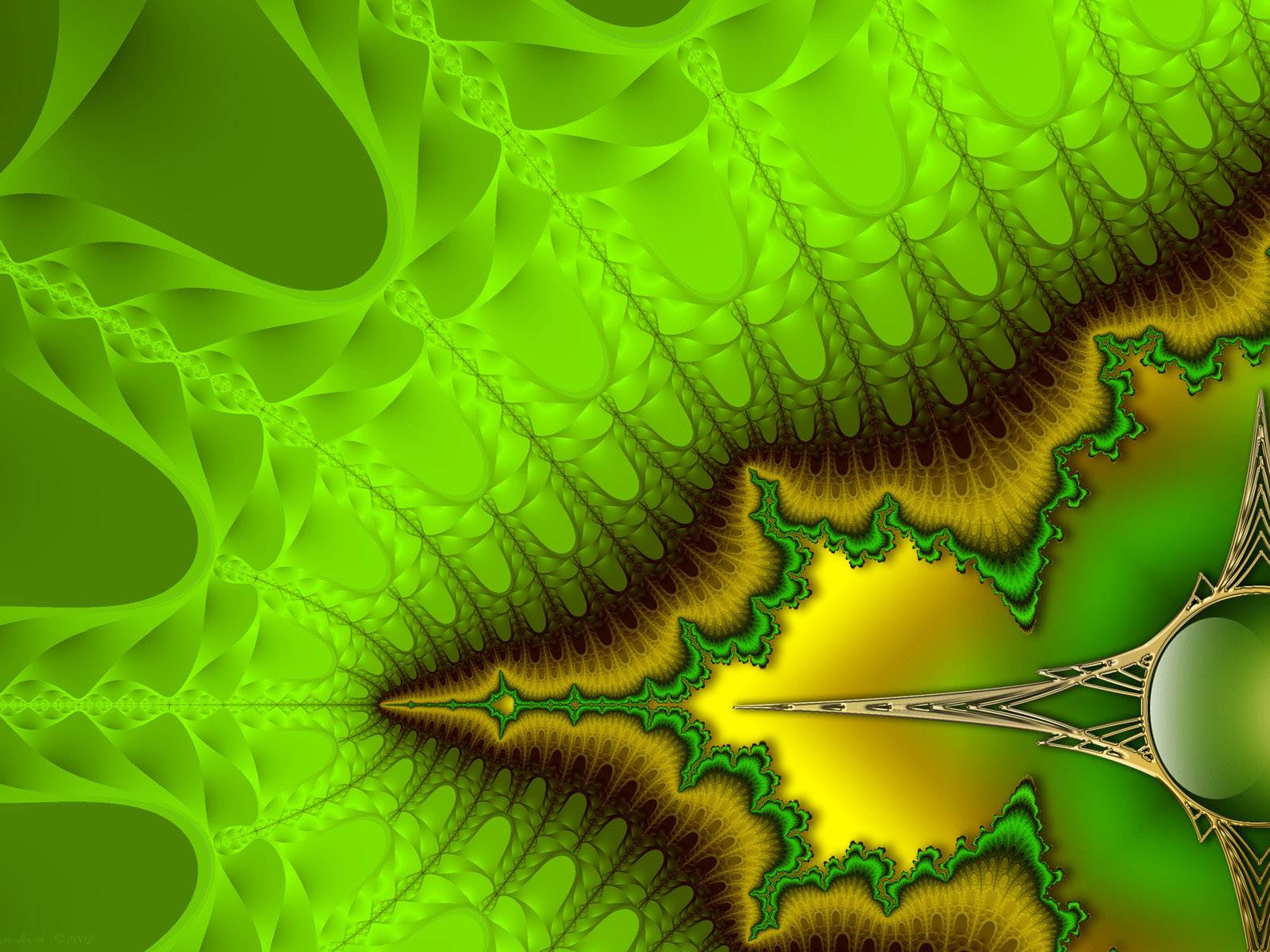 Green Fractal Art Ppt Background For Your Powerpoint Templates