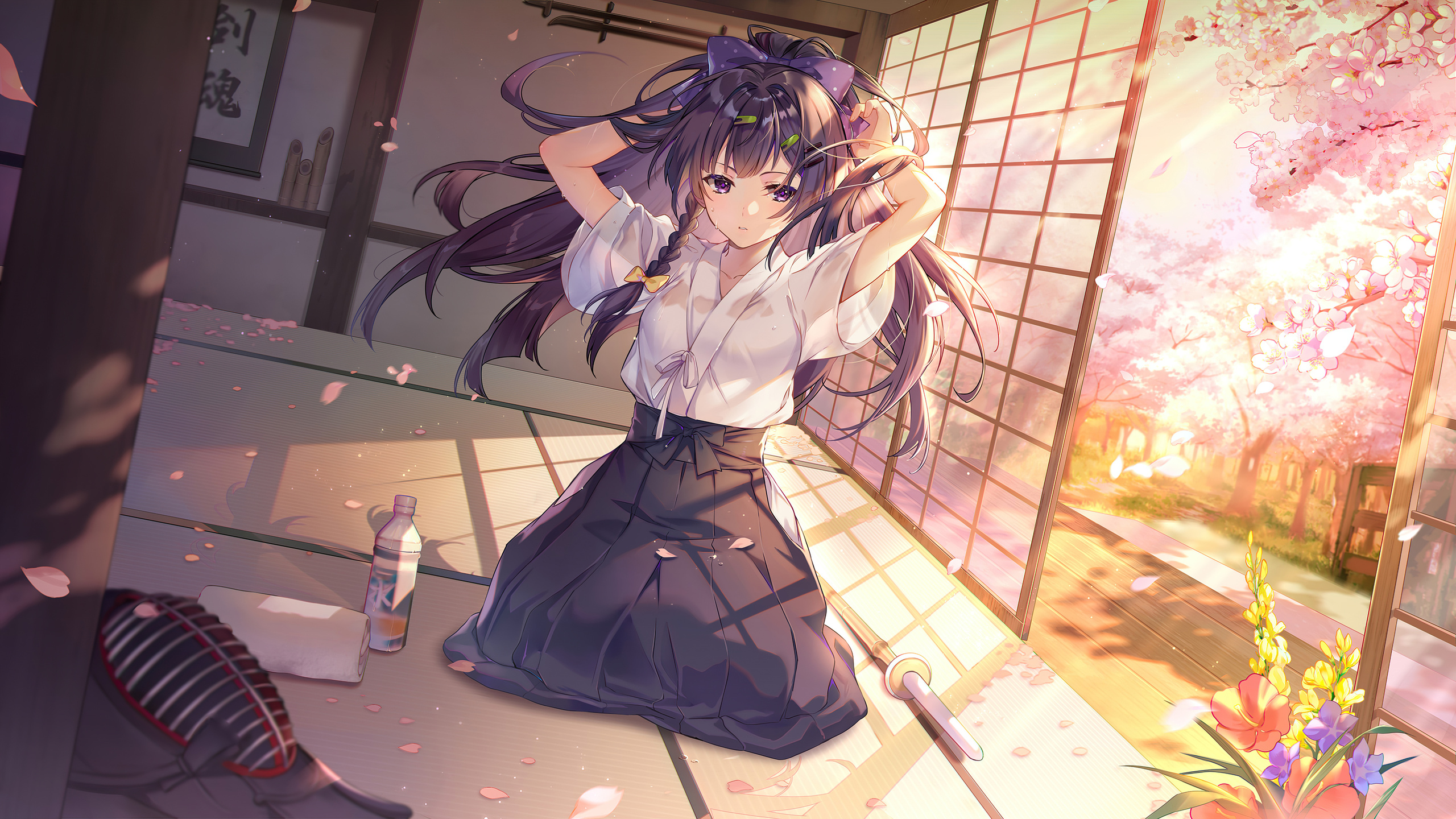 Anime School Girl Getting Ready For 4k 1440p Wallpaper
