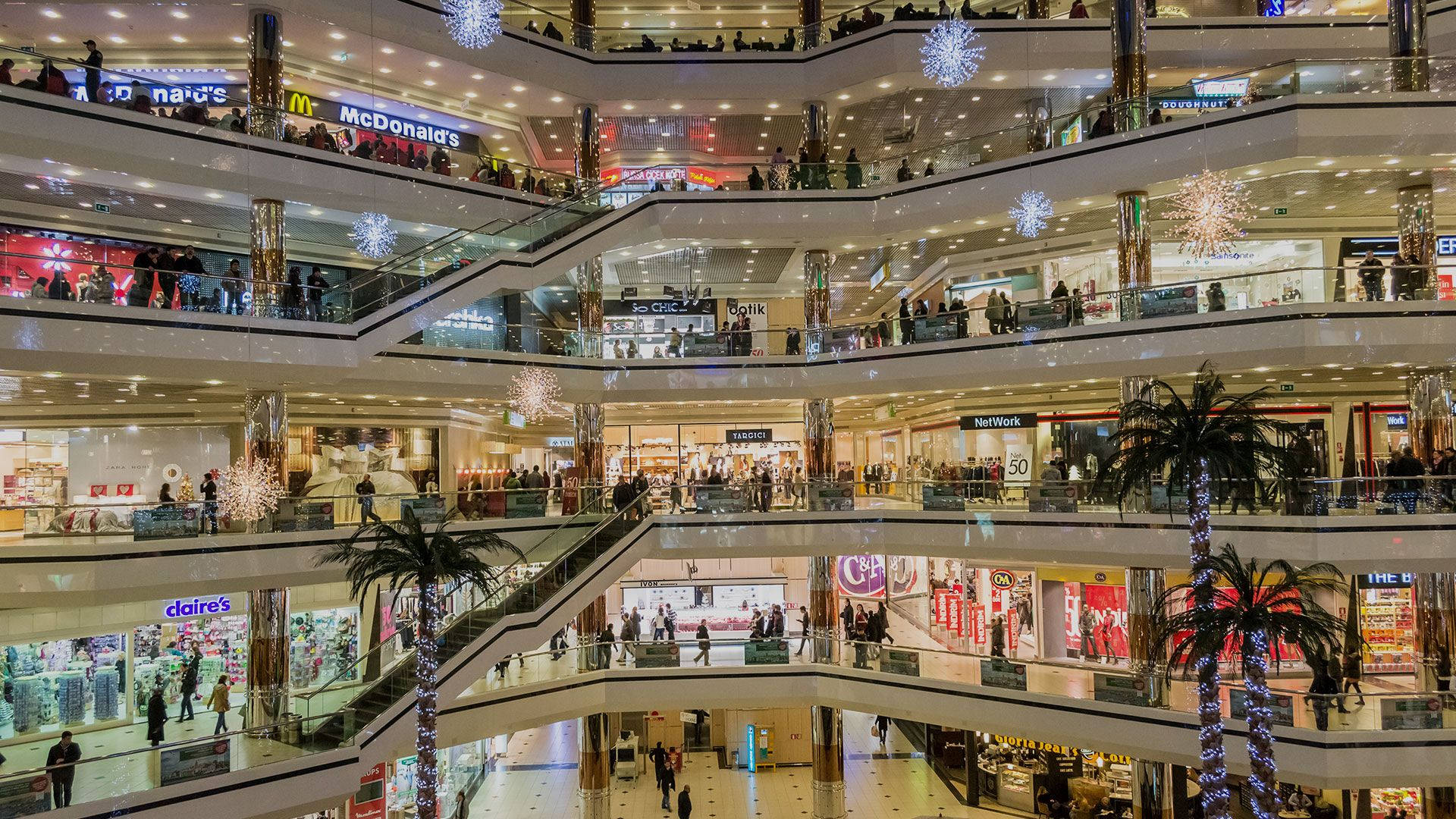 Shopping Mall Multiple Floors Wallpaper