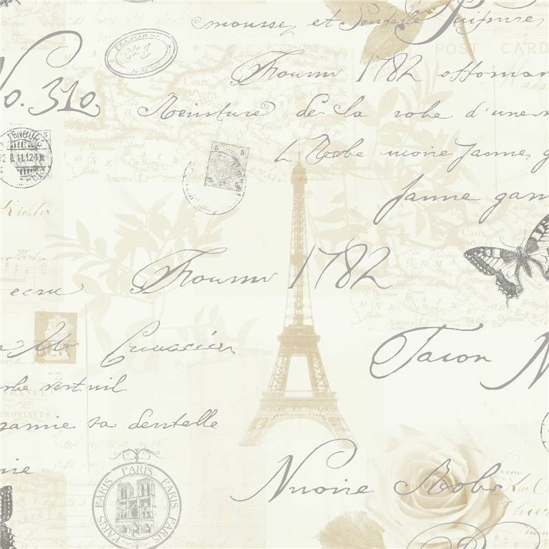 Silver Calligraphy French Paris Holden Decor Wallpaper