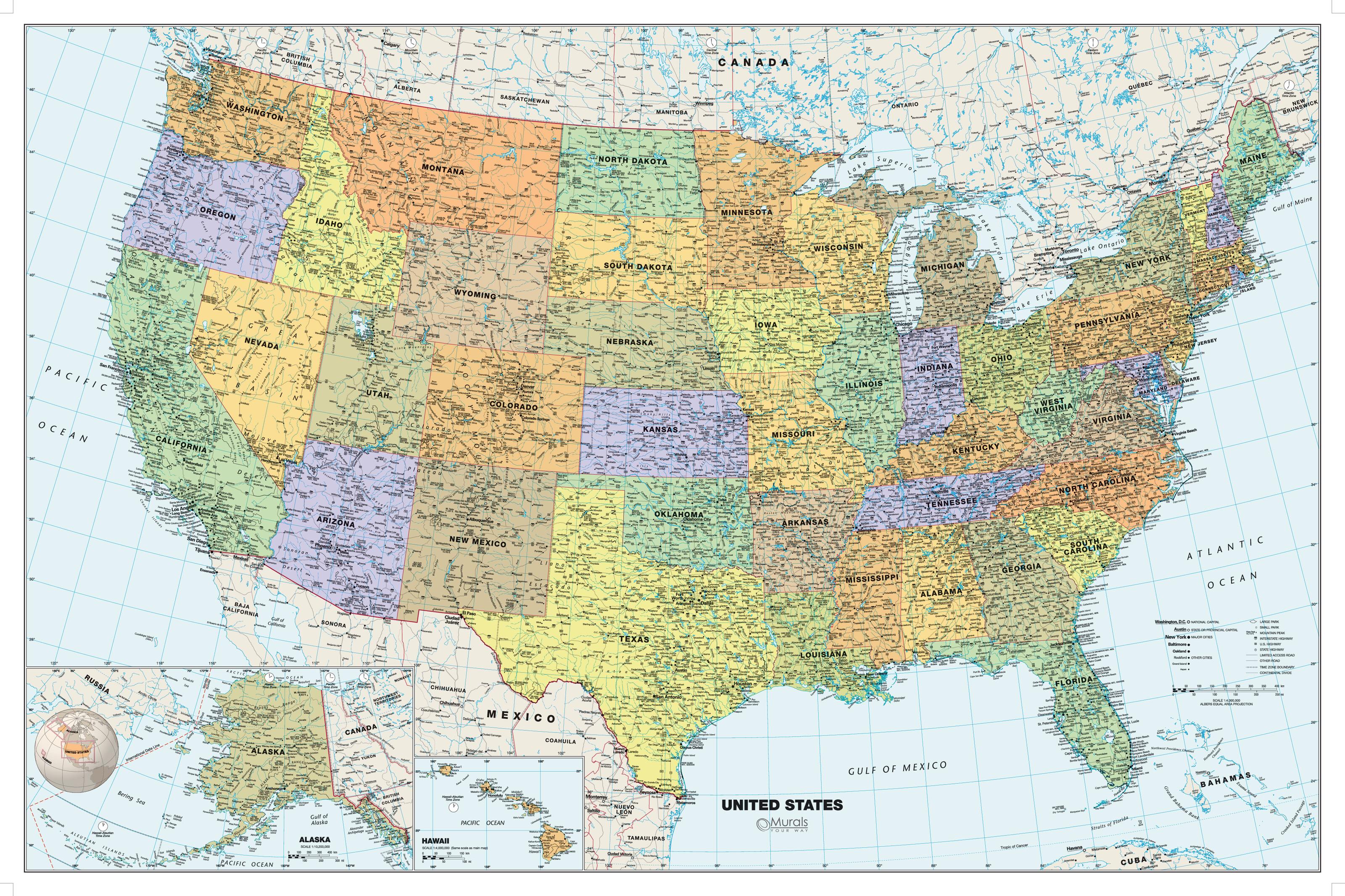 Classic Usa Wall Map Mural Murals Your Way