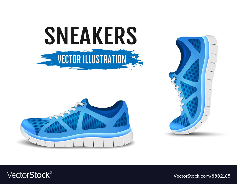 Background Of Two Running Shoes Blue Sport Vector Image