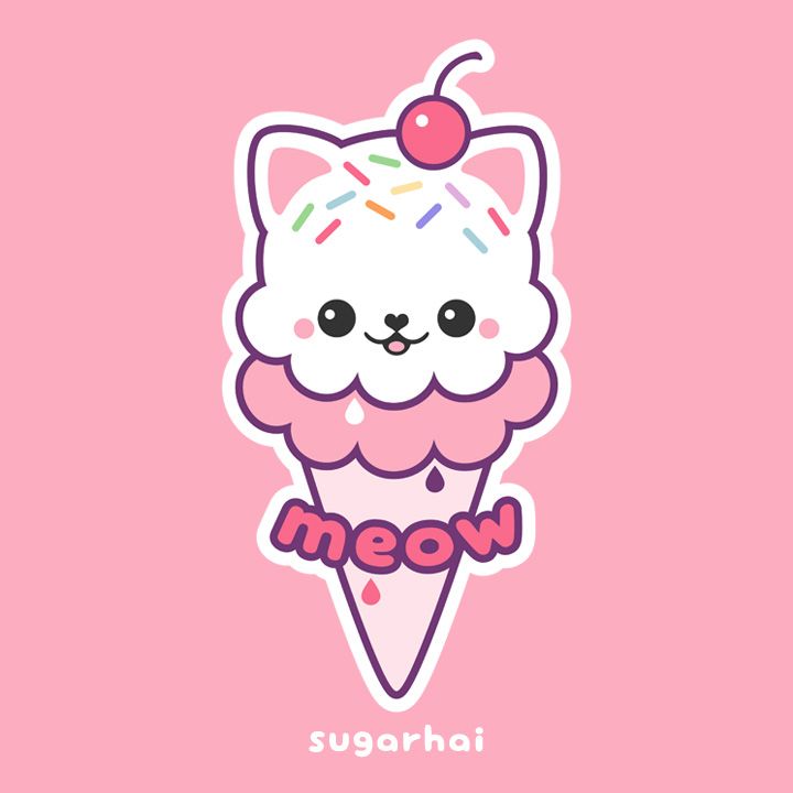 Ice Cream Kitty Cat coloring page Cute kawaii drawings Kawaii