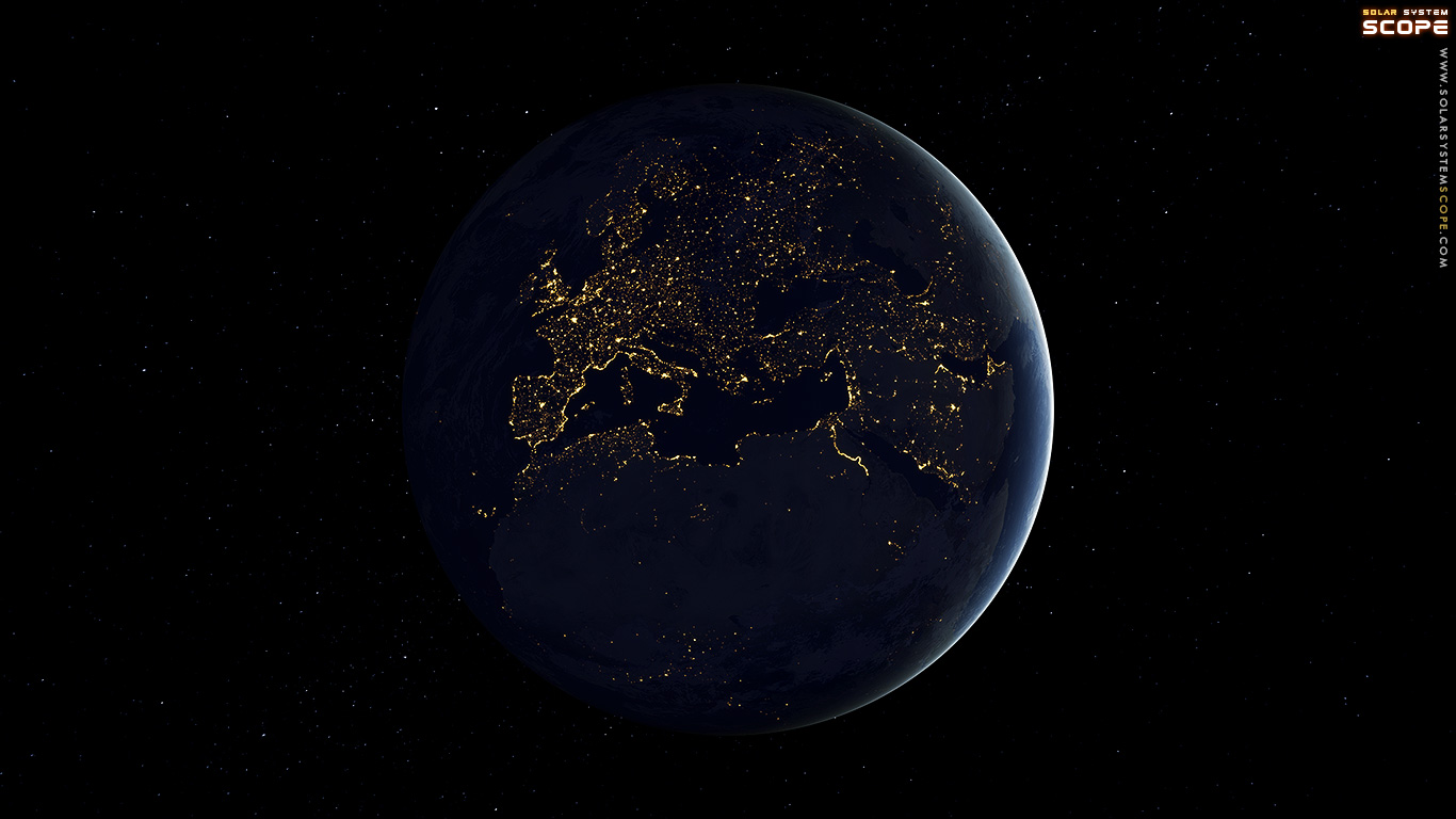 Nexus True Earth Europe Night Wallpaper