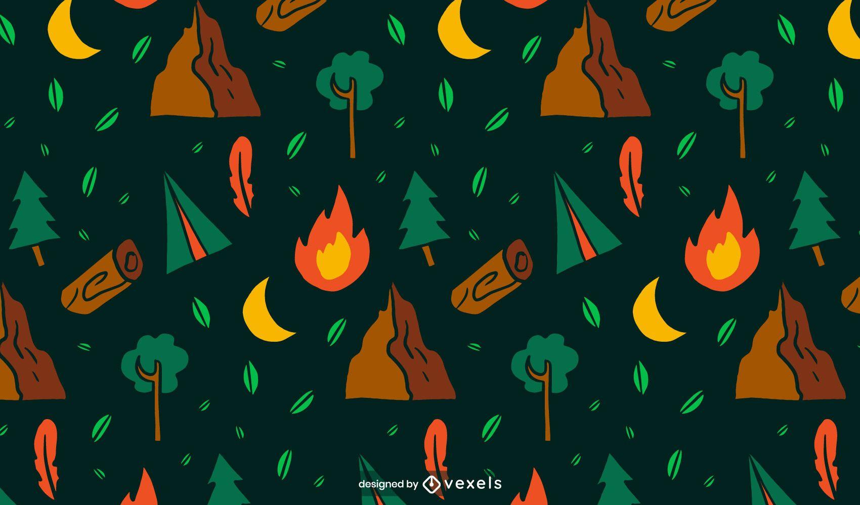 Camping Pattern Design Vector