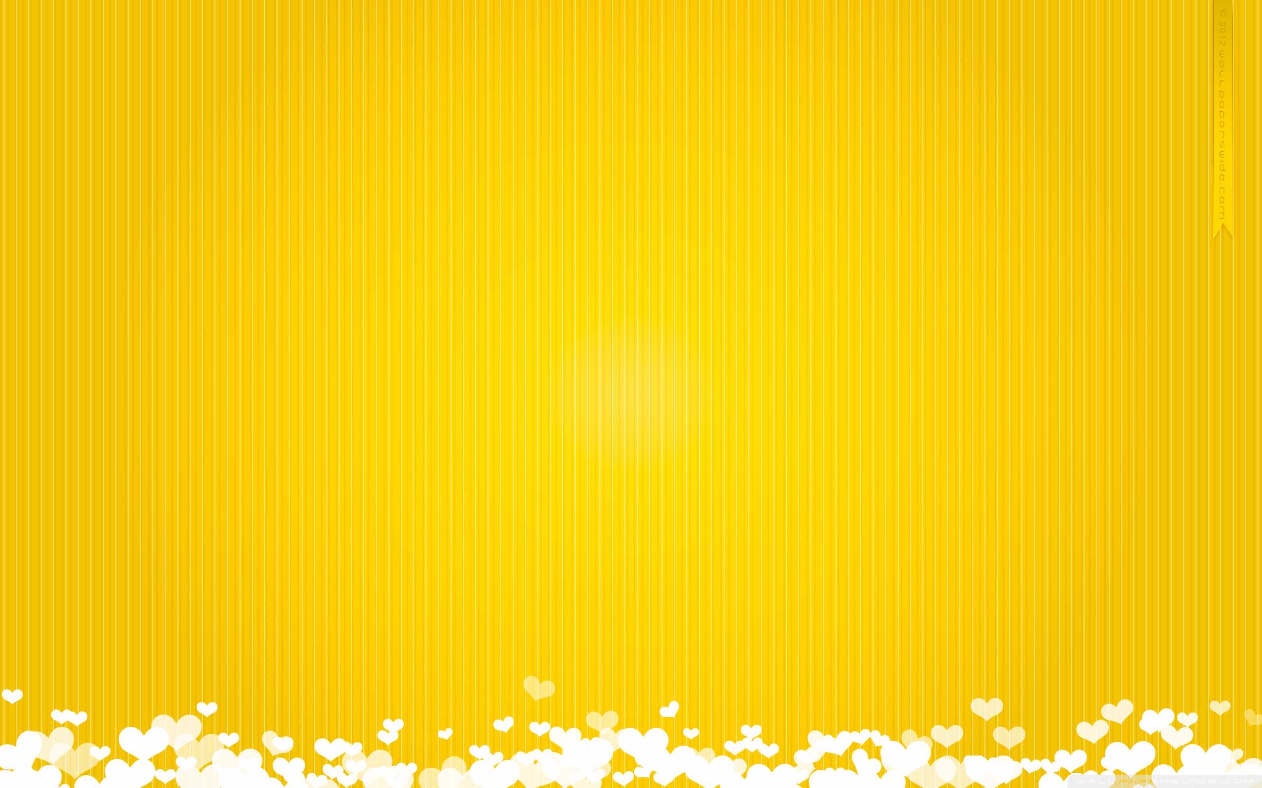 Bright Yellow Striped Background with White Hearts