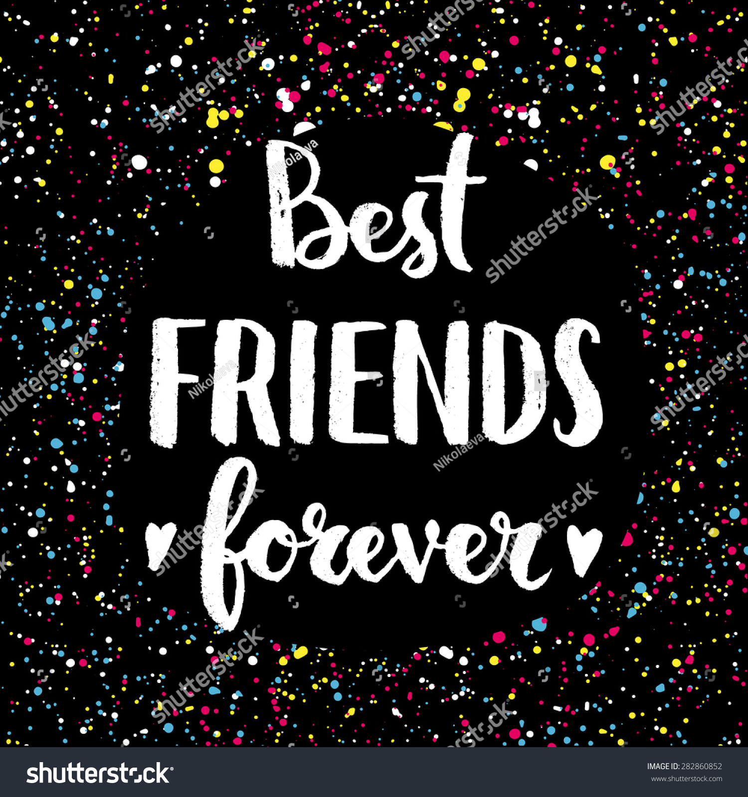 Best Friends Forever Hand Lettering Quote Stock Vector
