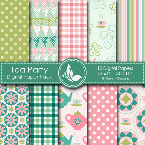 Tea Party Digital Papers Background