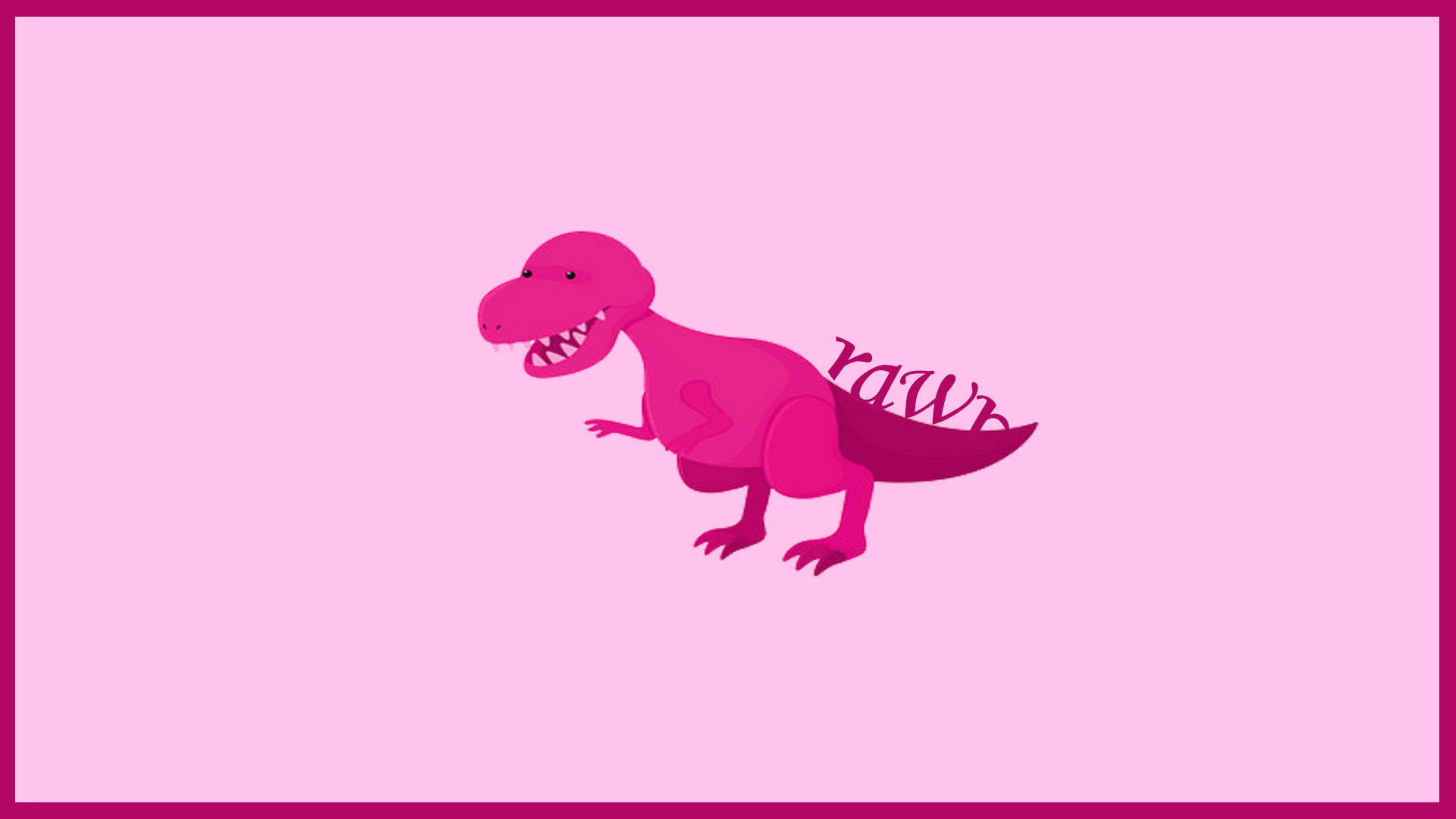 A cute pink dinosaur roars against a soft pink background. Perfect for children's rooms or anyone who loves adorable dinosaurs