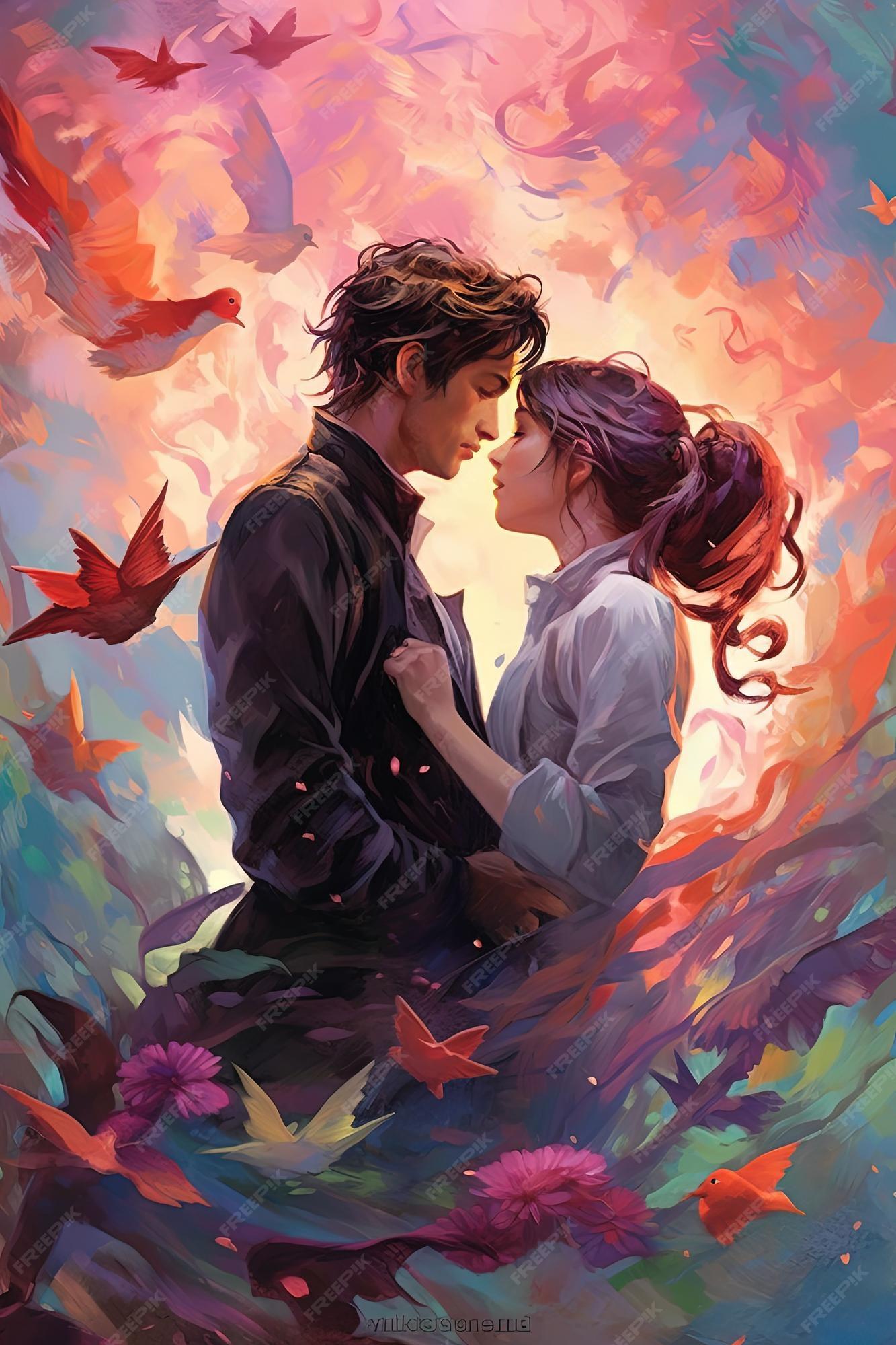 🔥 Free Download Premium Photo Young Couple Romantic Artwork Butterflies ...